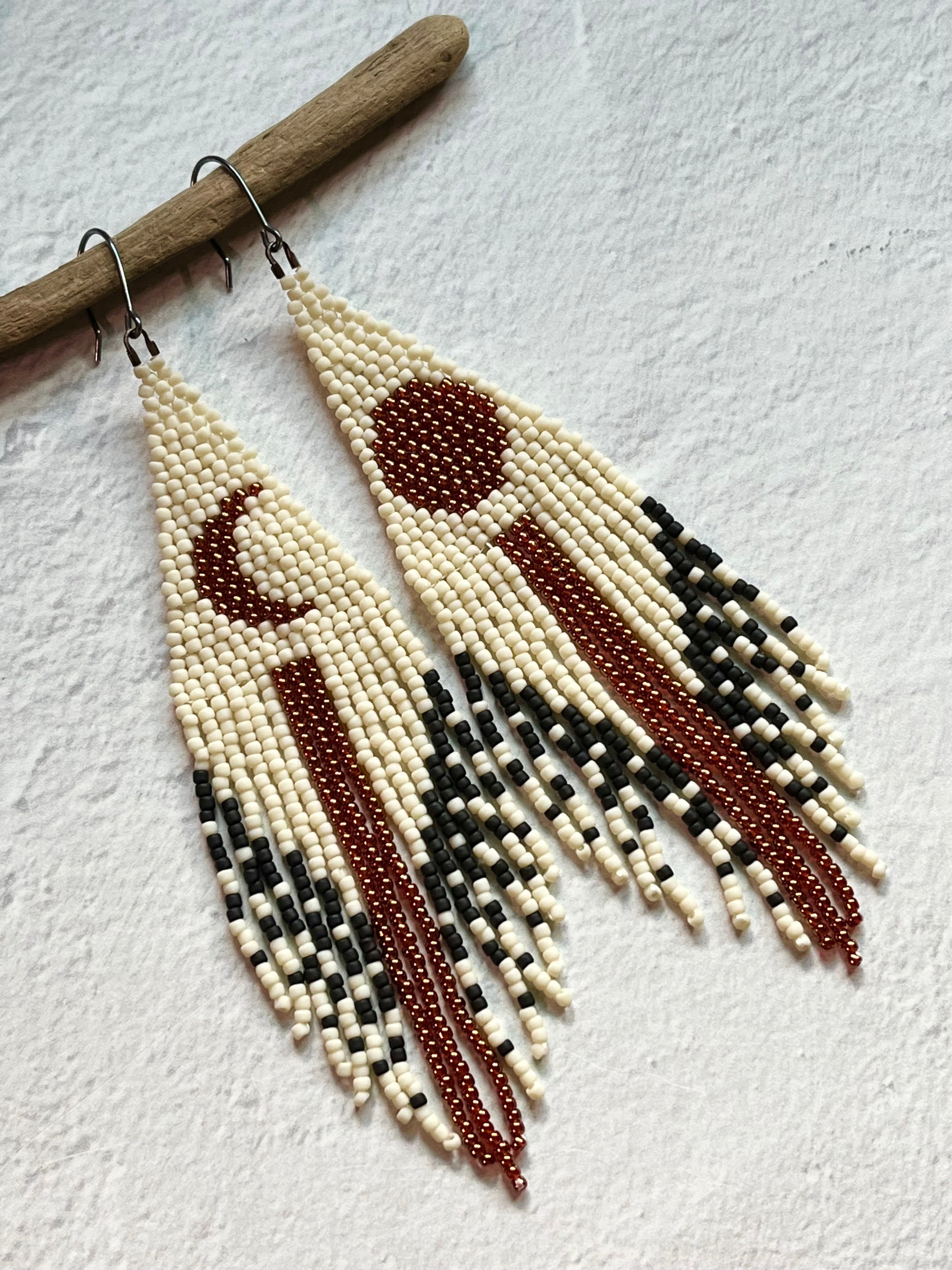 • MOONPHASE • beaded fringe dangle earrings