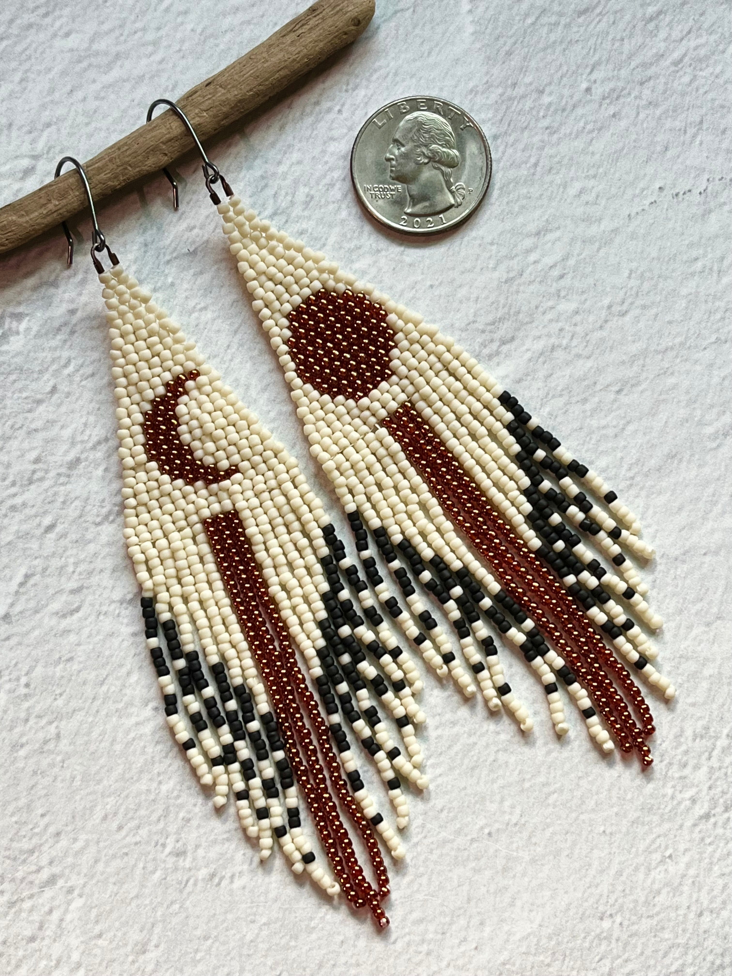 • MOONPHASE • beaded fringe dangle earrings