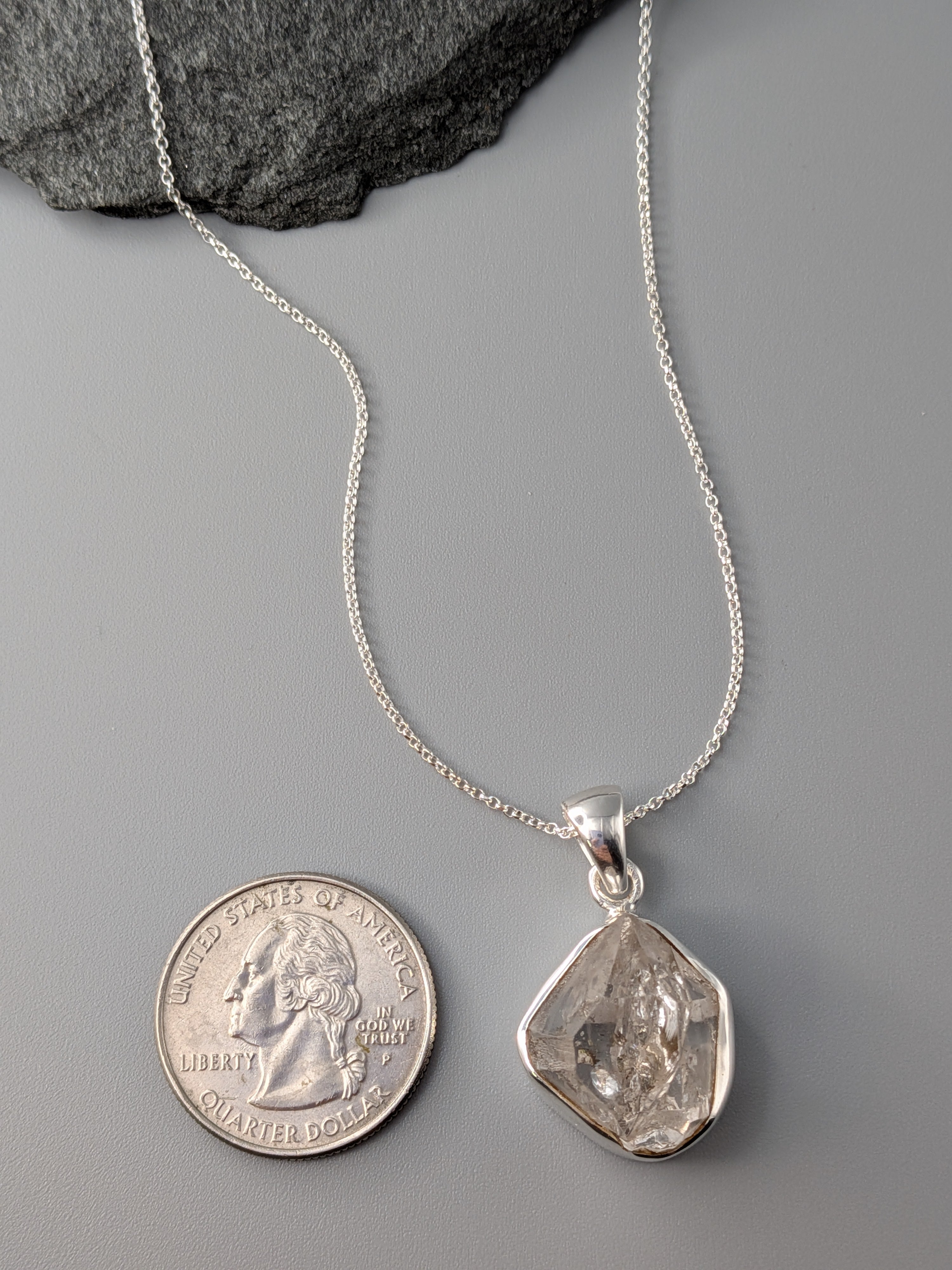 •HERKIMER DIAMOND• sterling silver necklace (18" long)