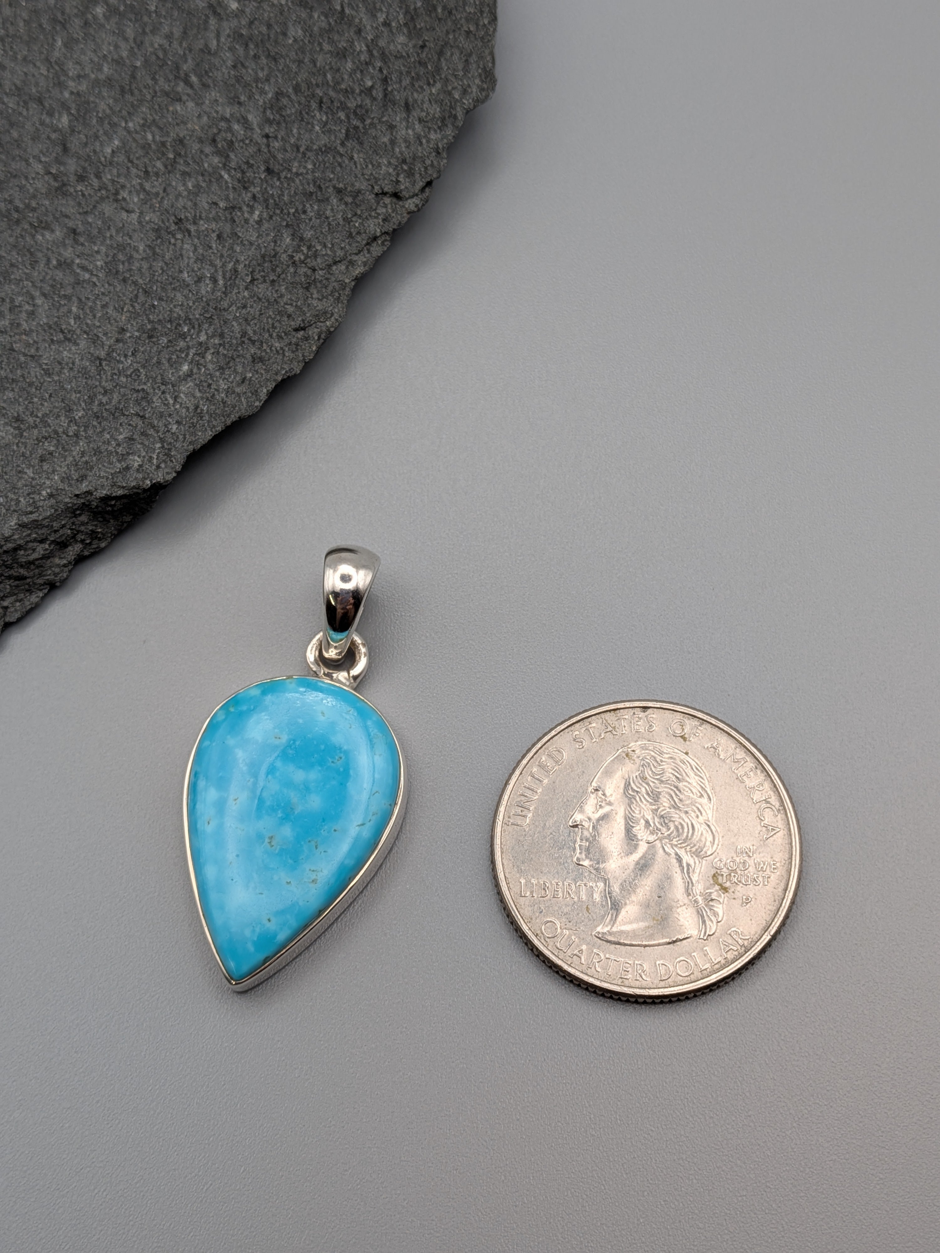 •MEXICAN TURQUOISE SPEAR TEAR• sterling silver pendant