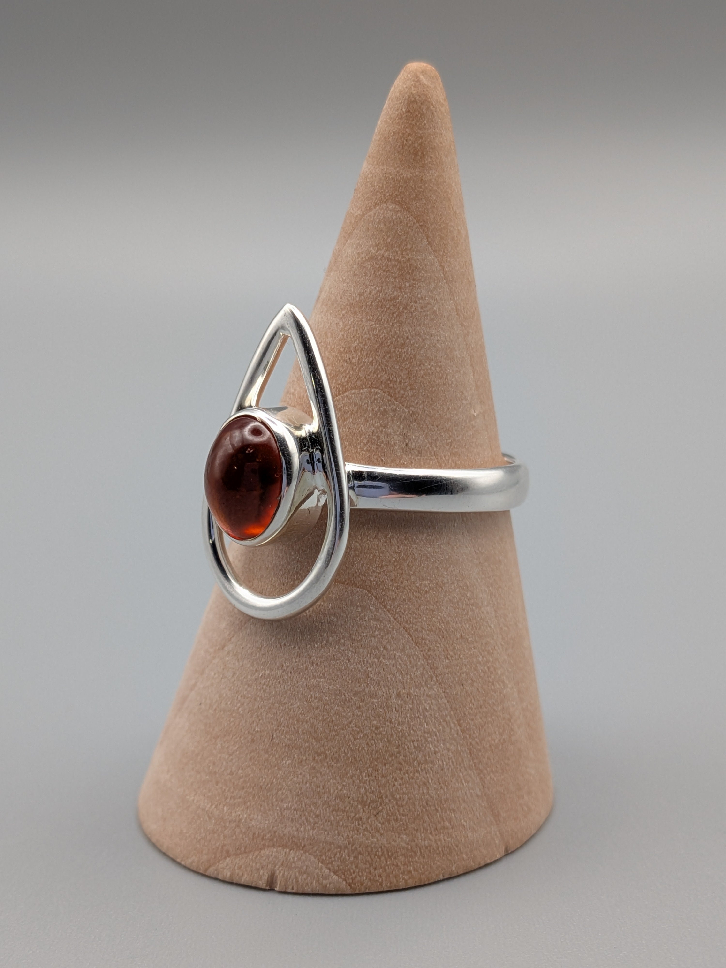 •HESSONITE GARNET - OPEN TEAR• silver ring (various sizes)