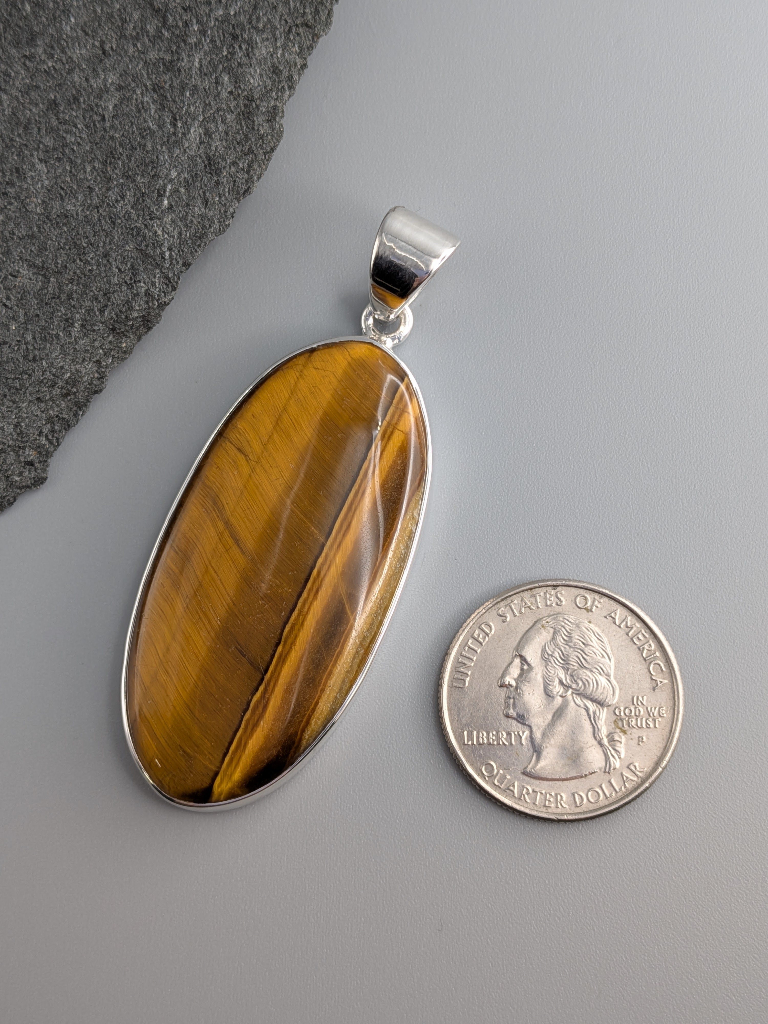 •TIGER'S EYE - OVAL 2• sterling silver pendant