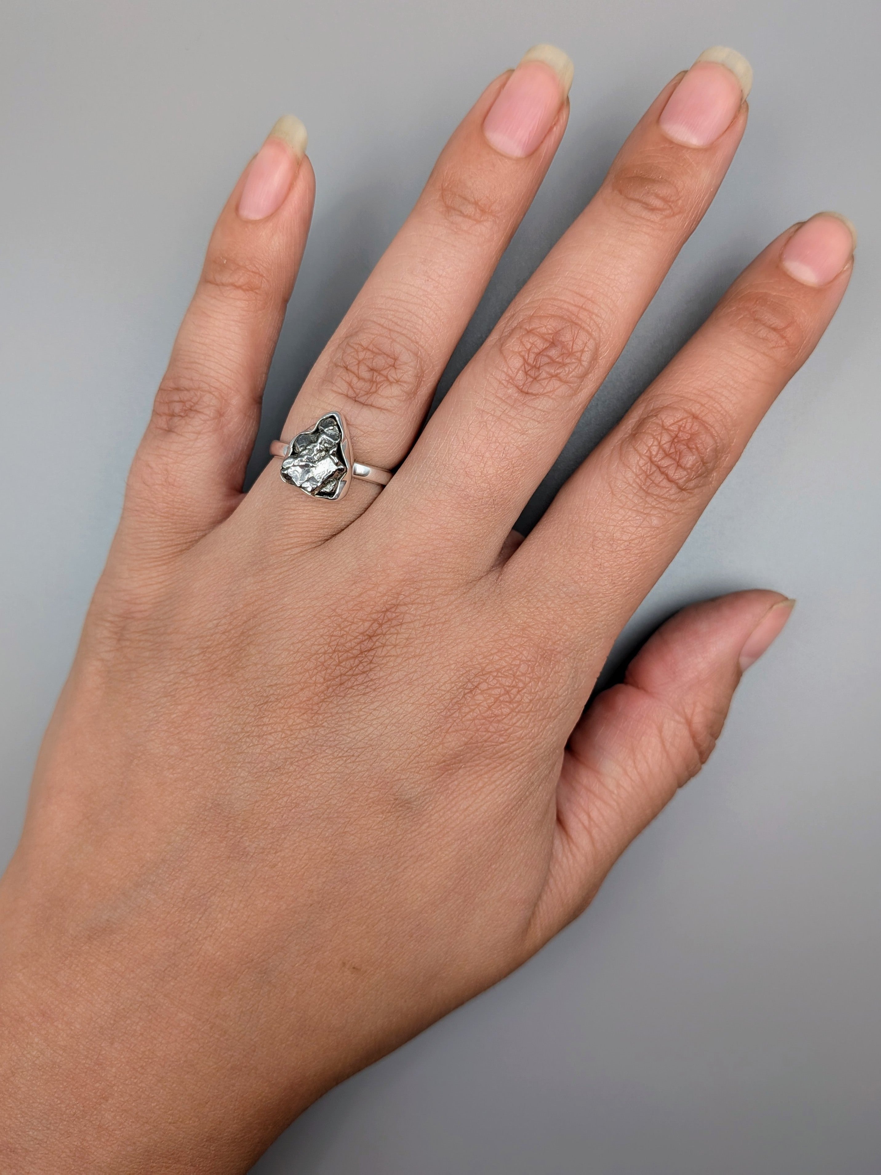 •METEORITE - FREEFORM - 2• simple bezel silver ring (various sizes)