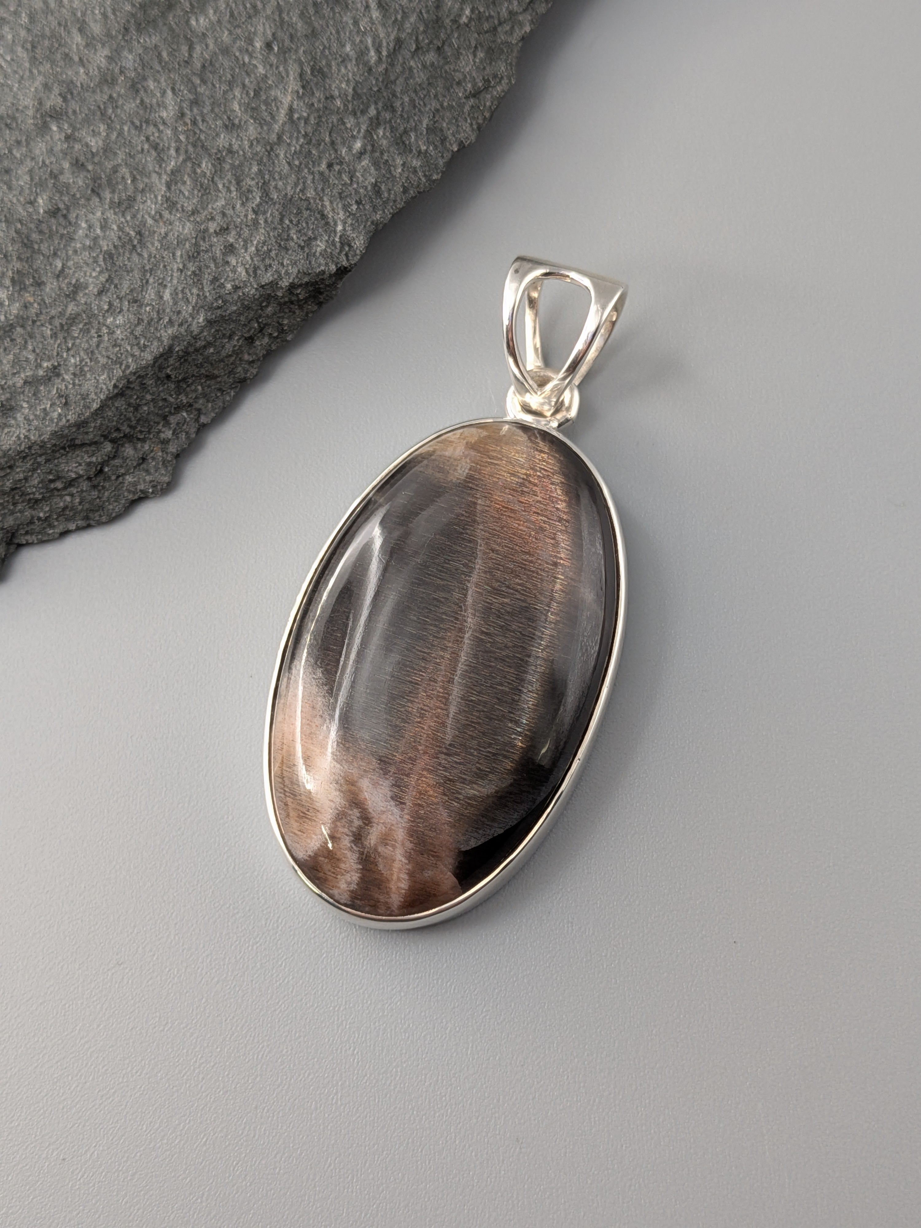 •SUN/MOONSTONE - OVAL 4• sterling silver pendant