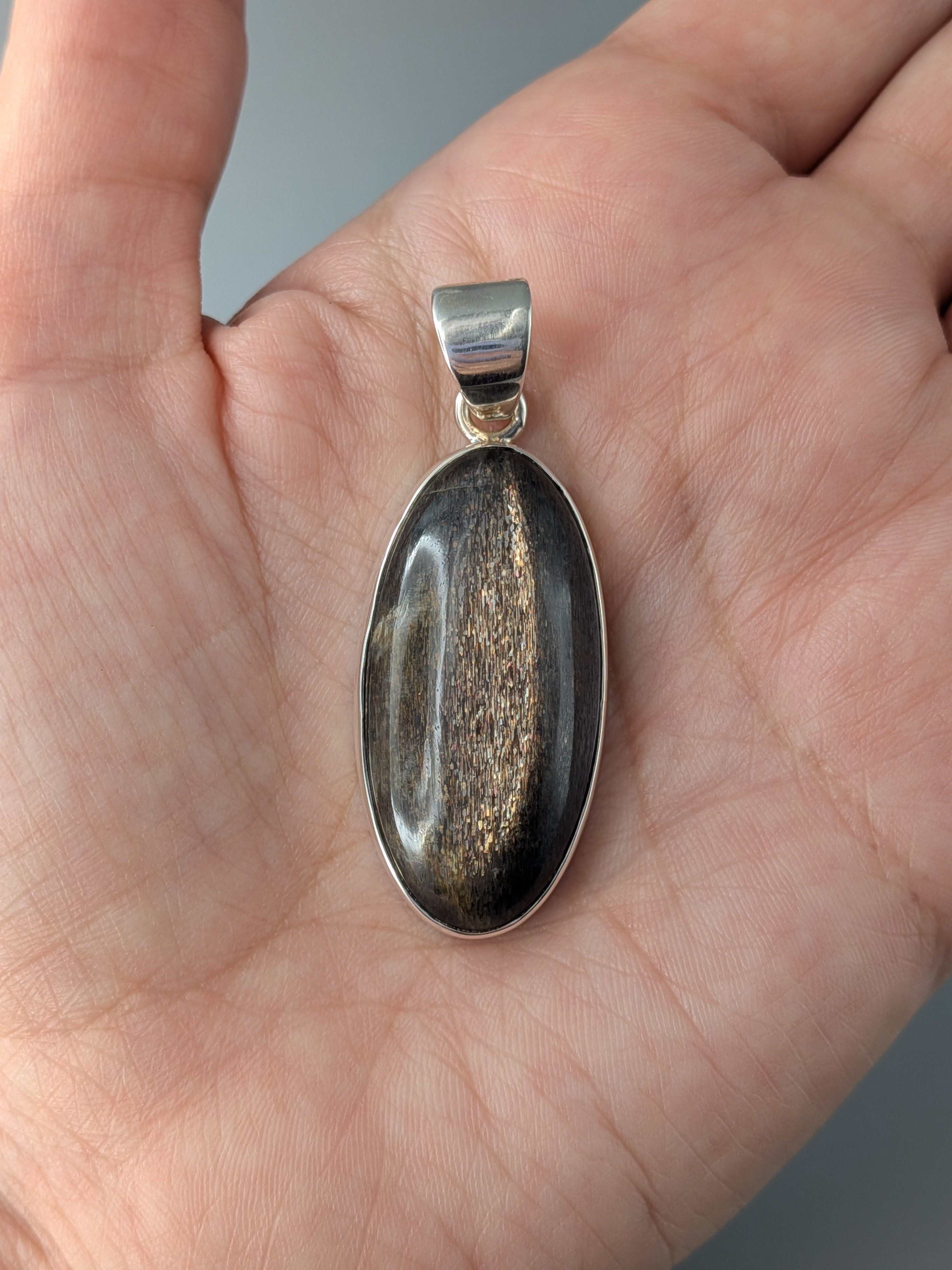 •SUN/MOONSTONE - OVAL 2• sterling silver pendant