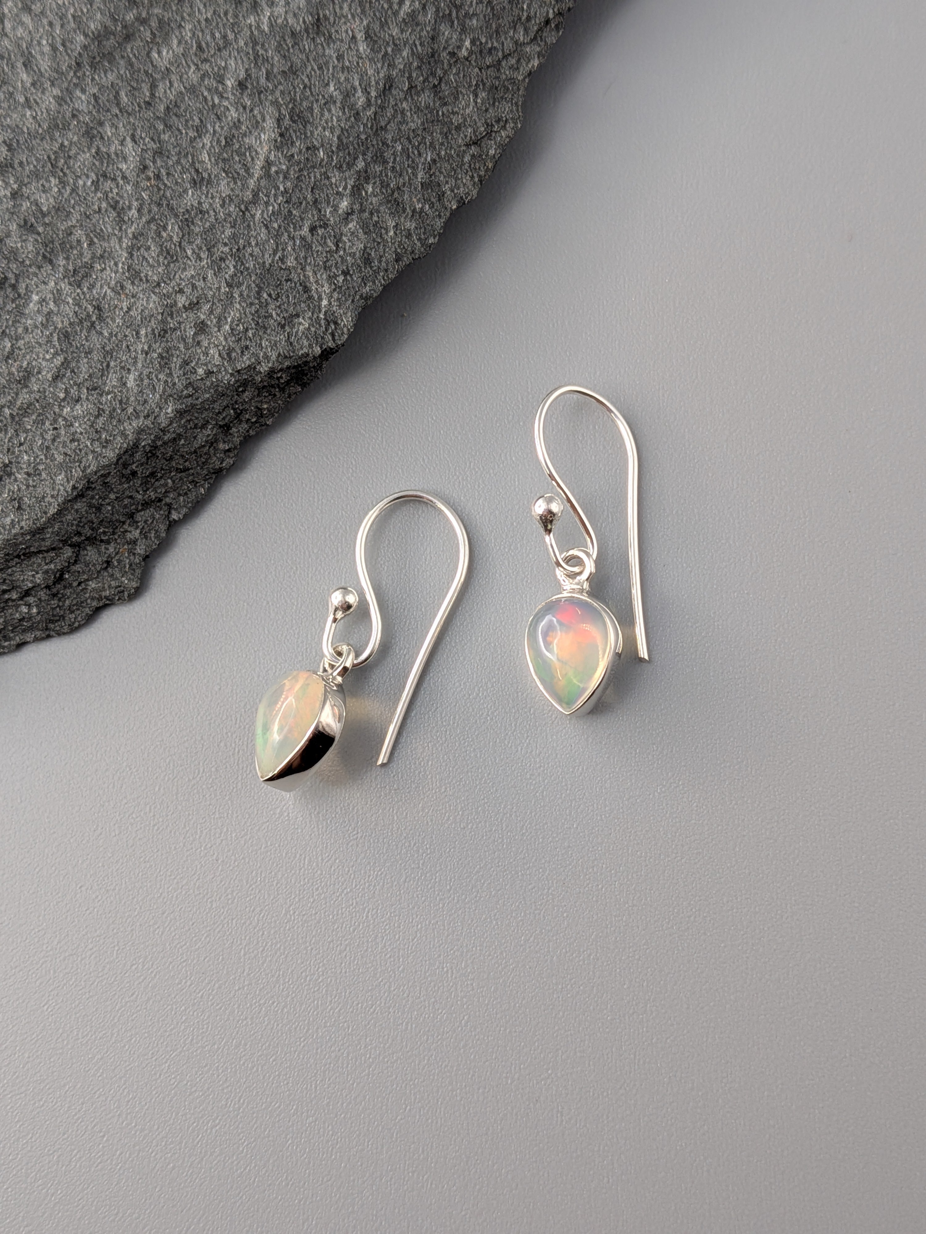 •ETHIOPIAN OPAL SPEAR TEAR• silver dangle earrings