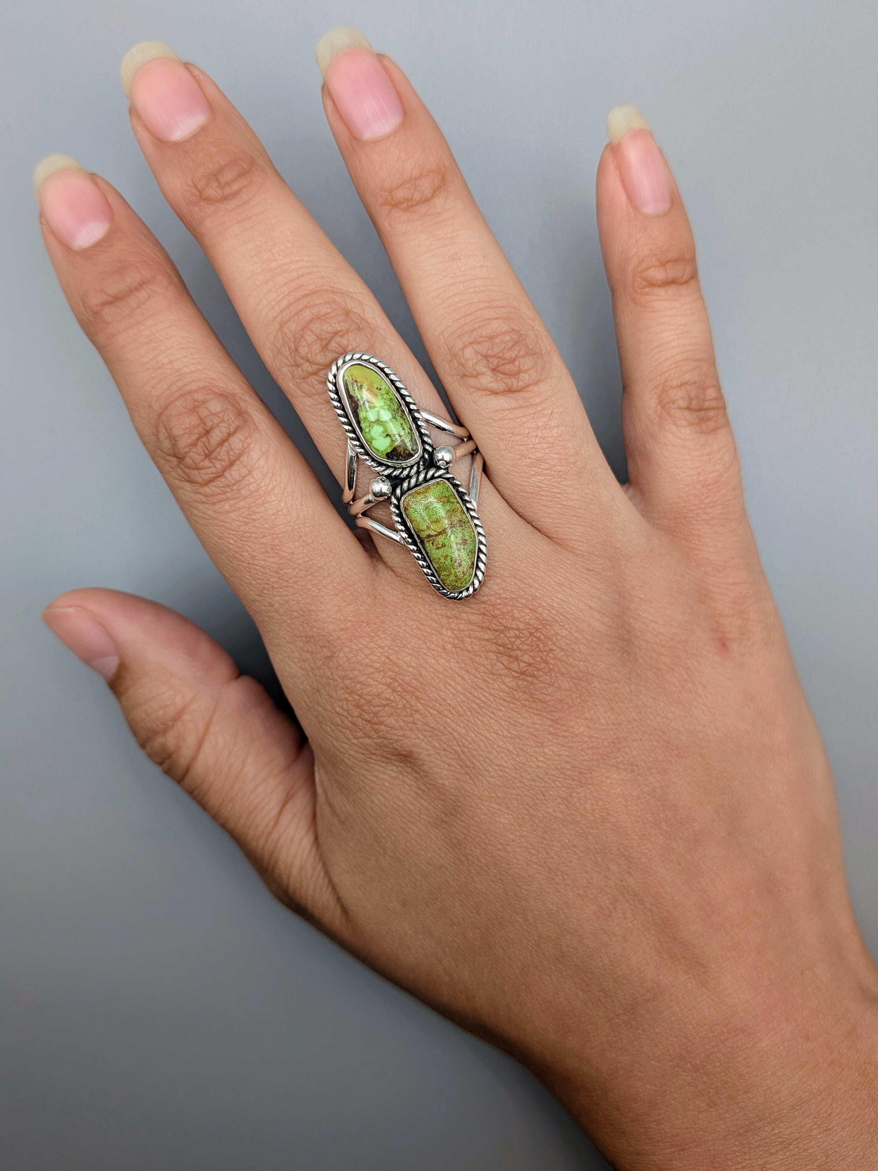 •GASPEITE - NAAKI• Navajo silver ring (size 10)