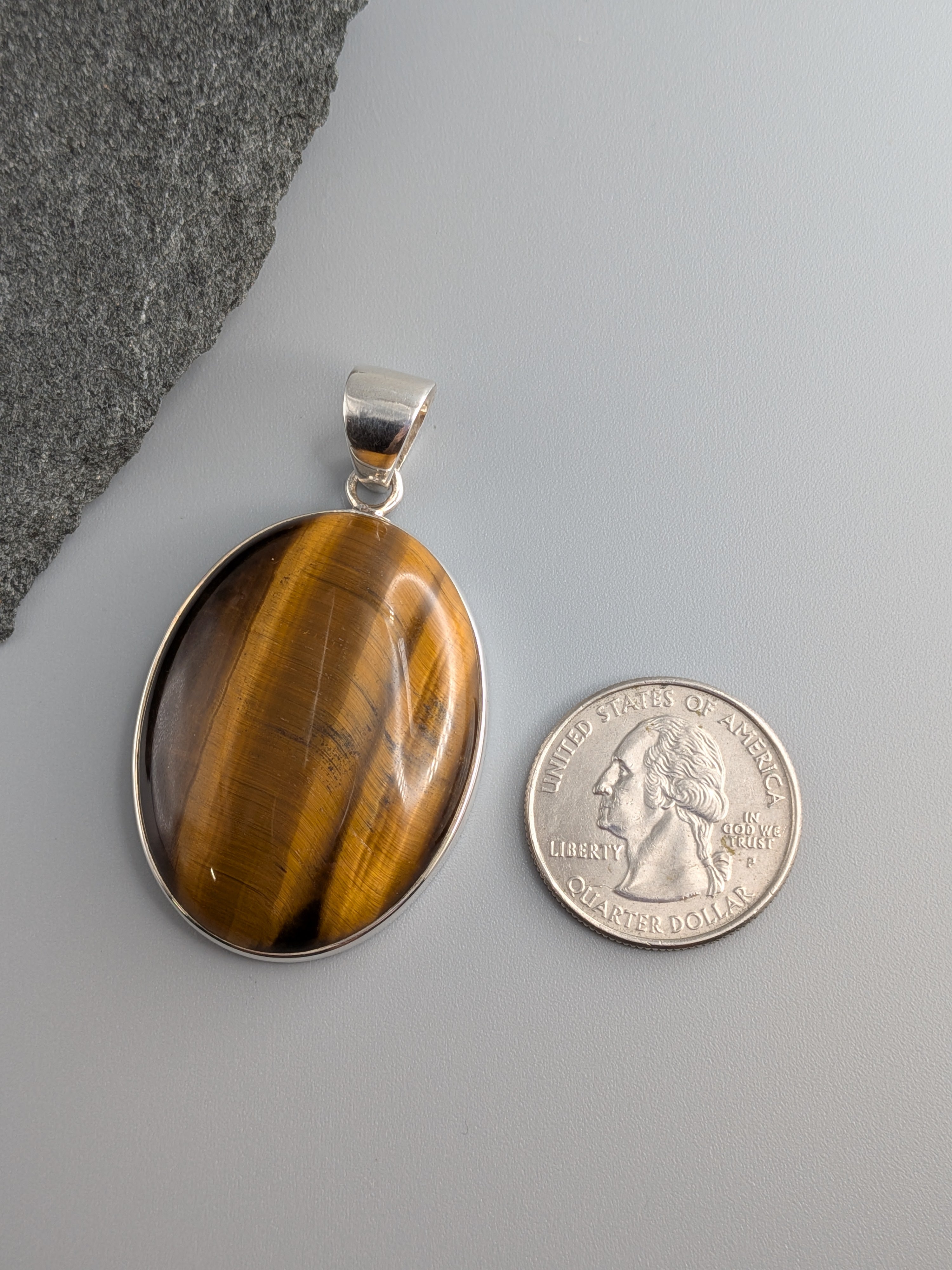•TIGER'S EYE - OVAL 1• sterling silver pendant