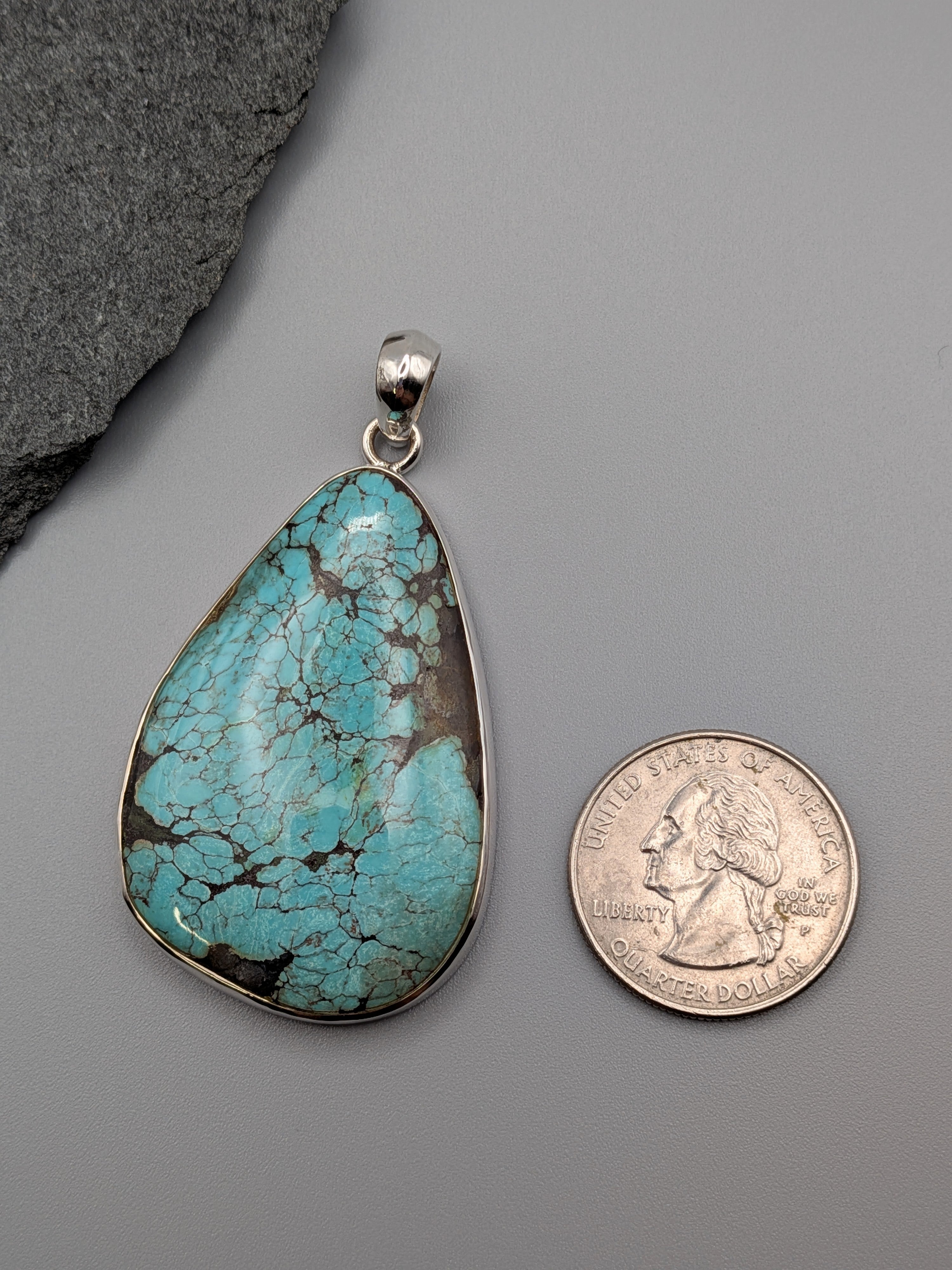 •TIBETAN TURQUOISE TEAR• sterling silver pendant