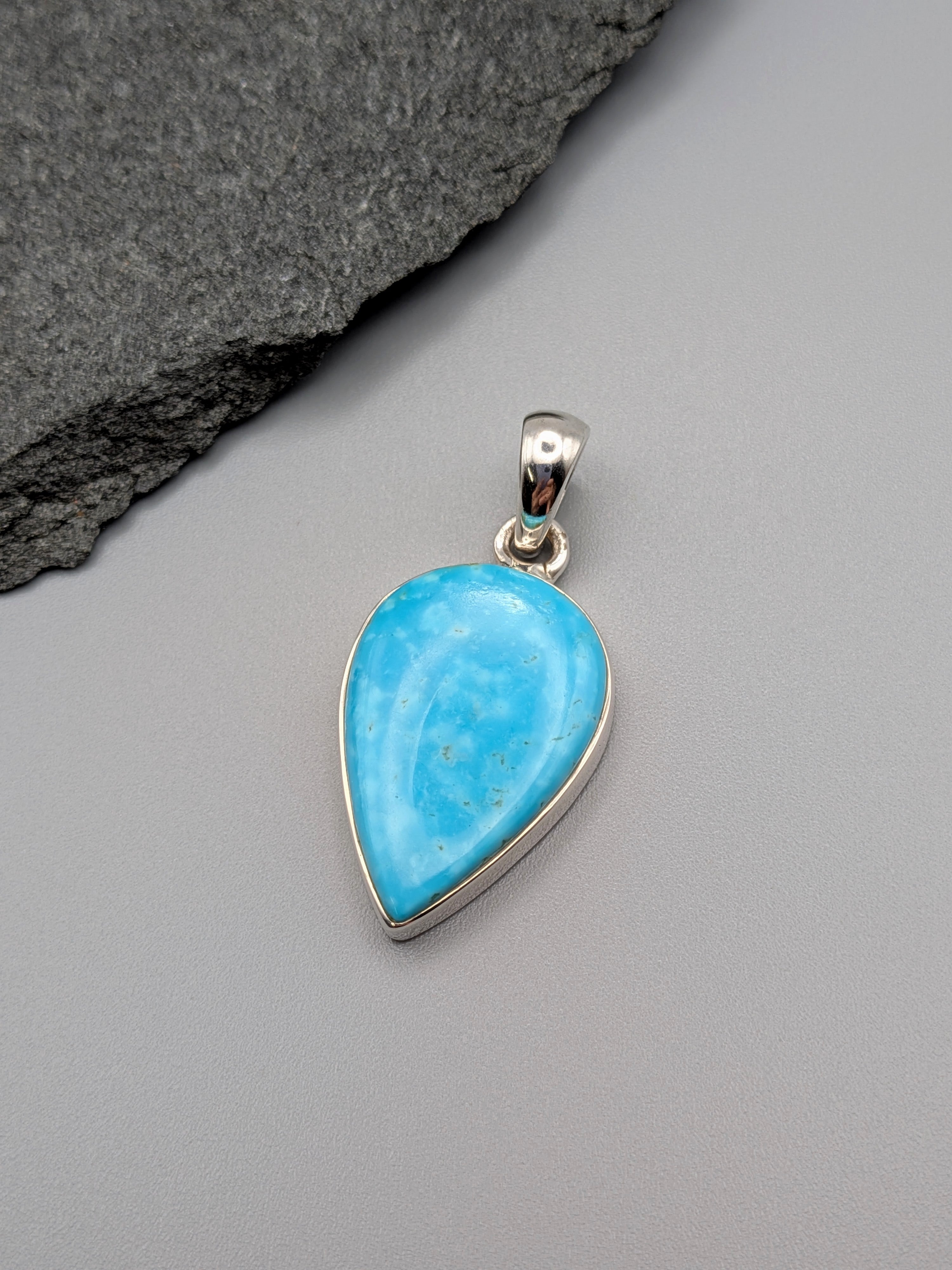 •MEXICAN TURQUOISE SPEAR TEAR• sterling silver pendant
