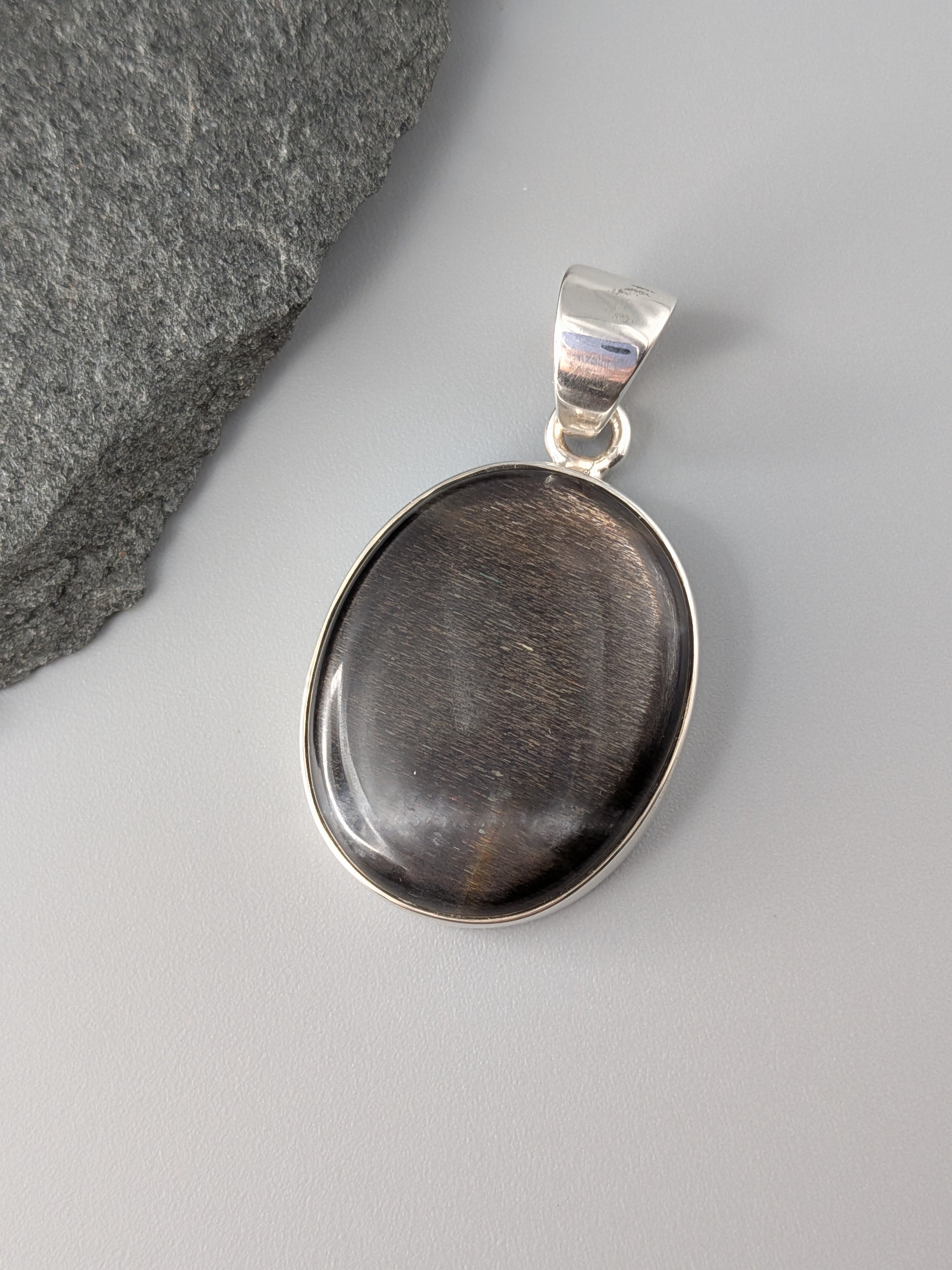 •SUN/MOONSTONE - OVAL 1• sterling silver pendant