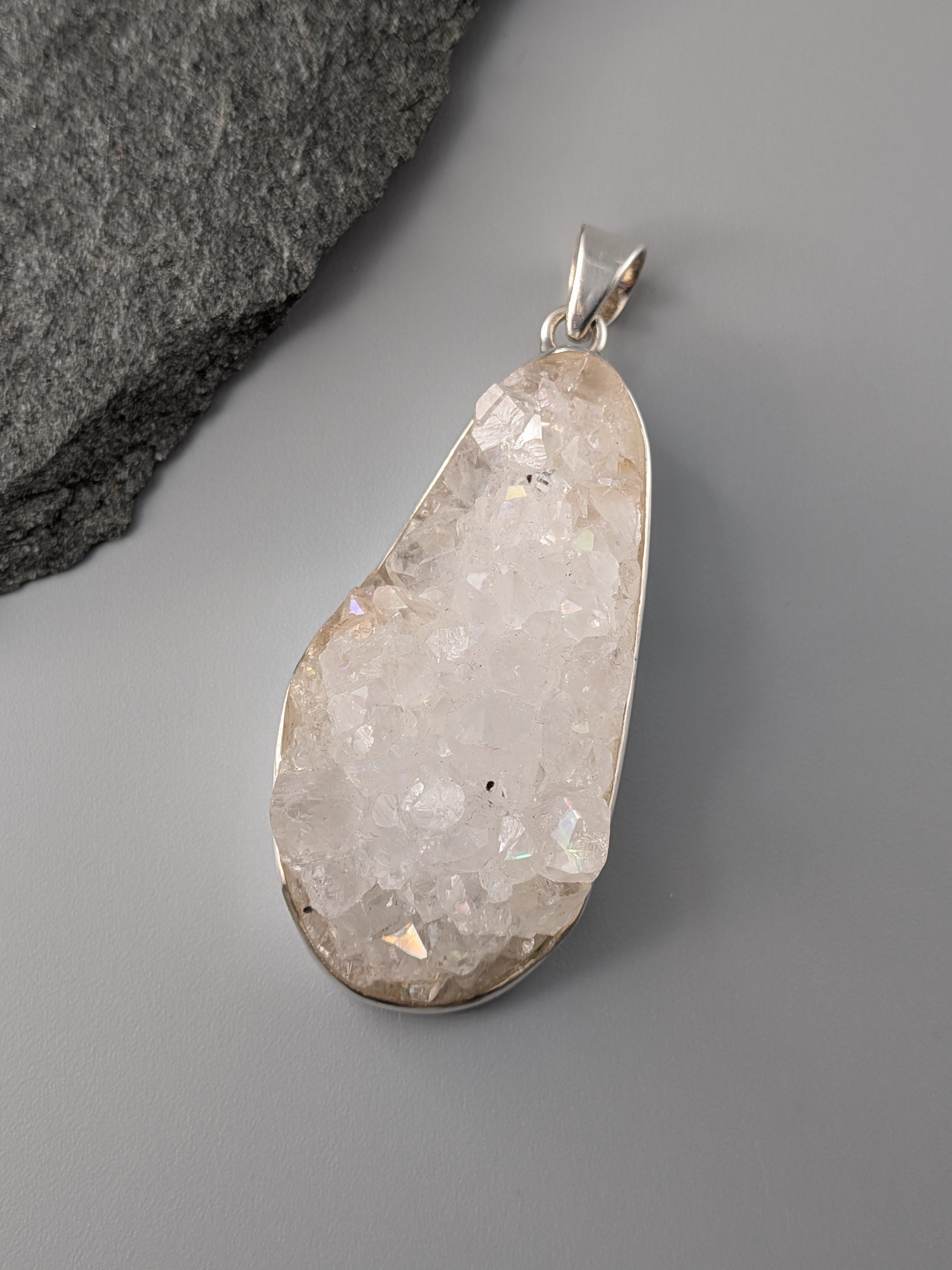 •QUARTZ DRUZY - FREEFORM• sterling silver pendant