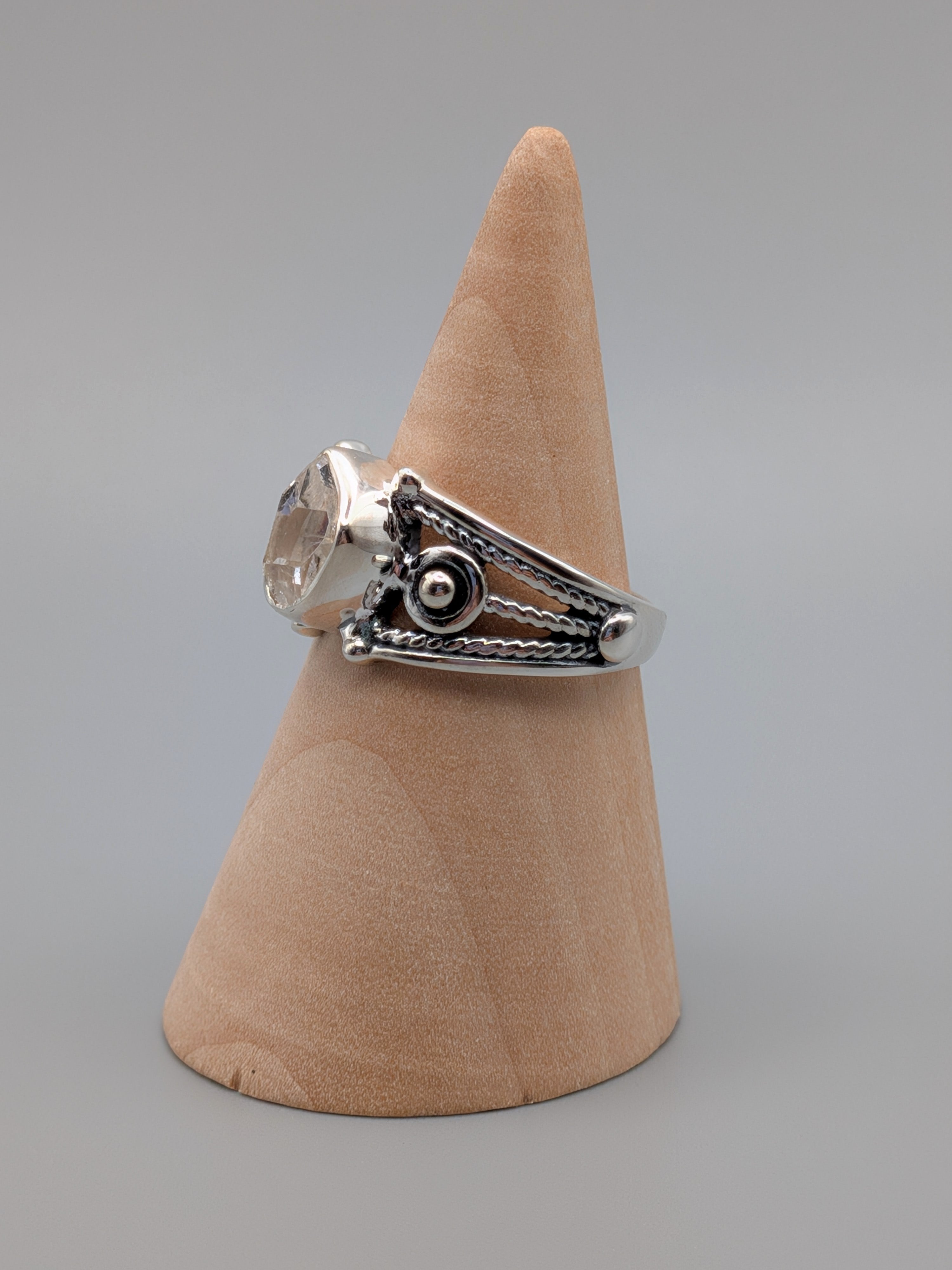 •HERKIMER DIAMOND - IMPERIAL• decorative band silver ring (various sizes)