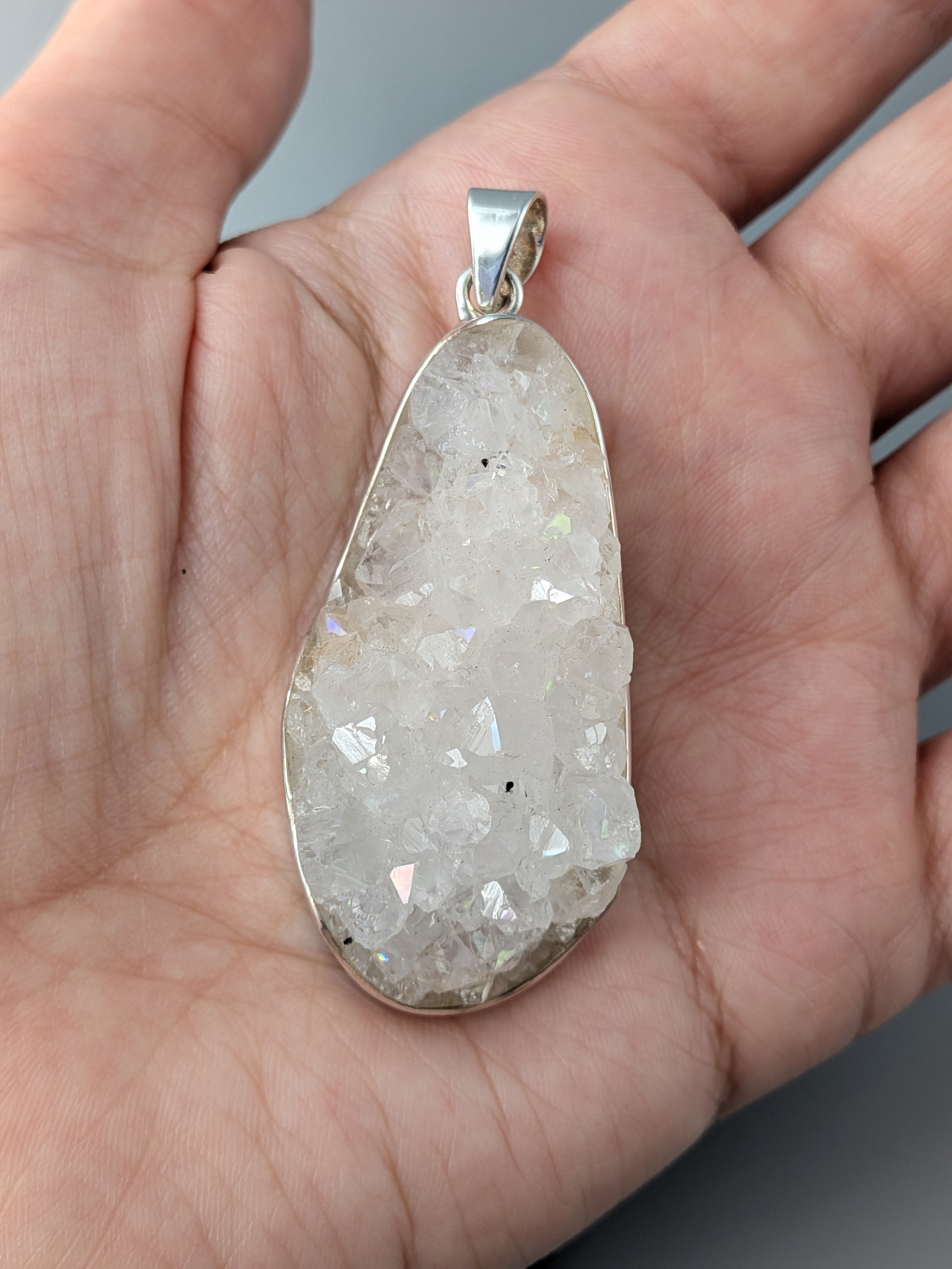 •QUARTZ DRUZY - FREEFORM• sterling silver pendant