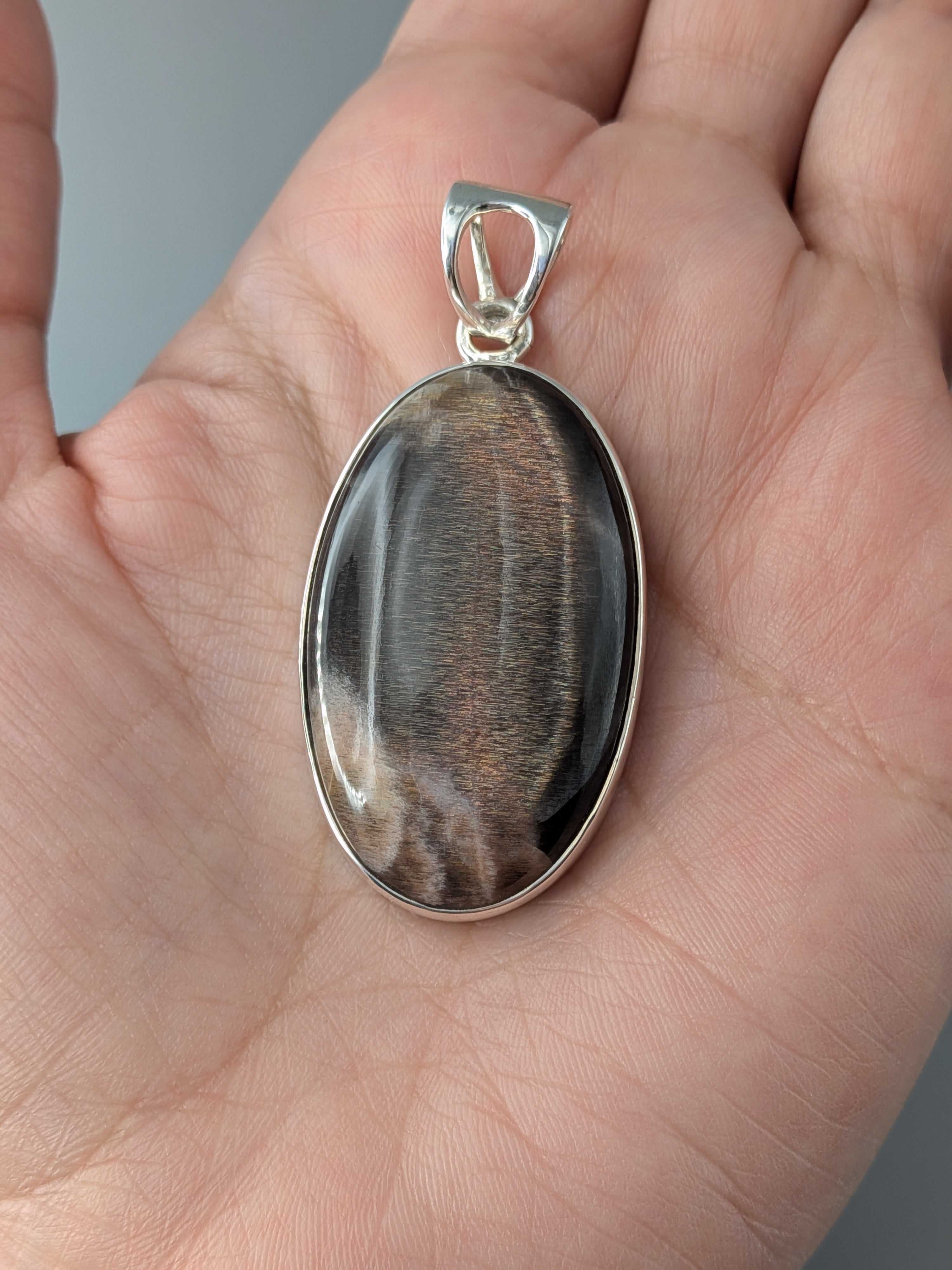 •SUN/MOONSTONE - OVAL 4• sterling silver pendant