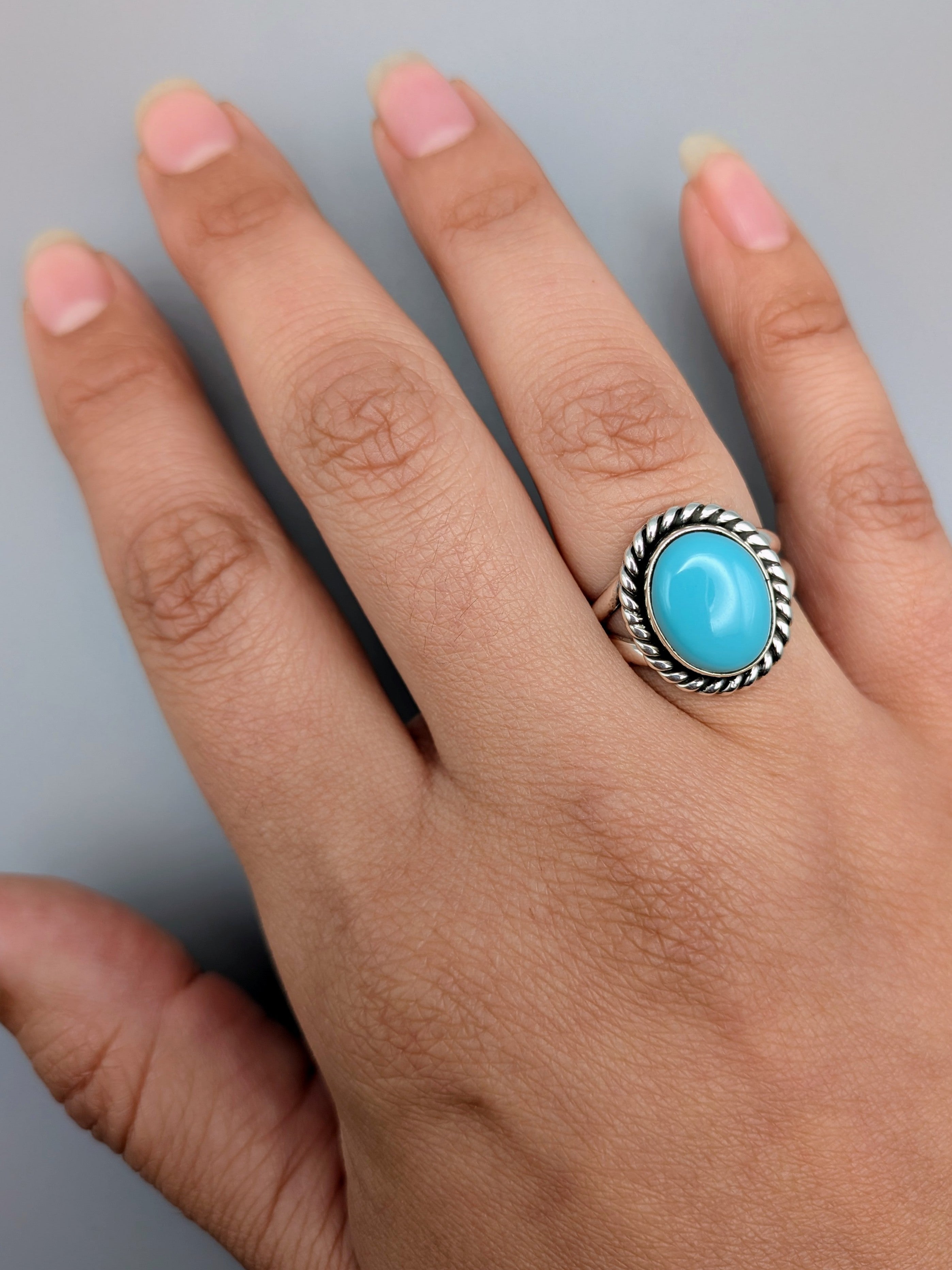 •EGYPTIAN TURQUOISE - KÉ• Navajo silver ring (size 7.25)
