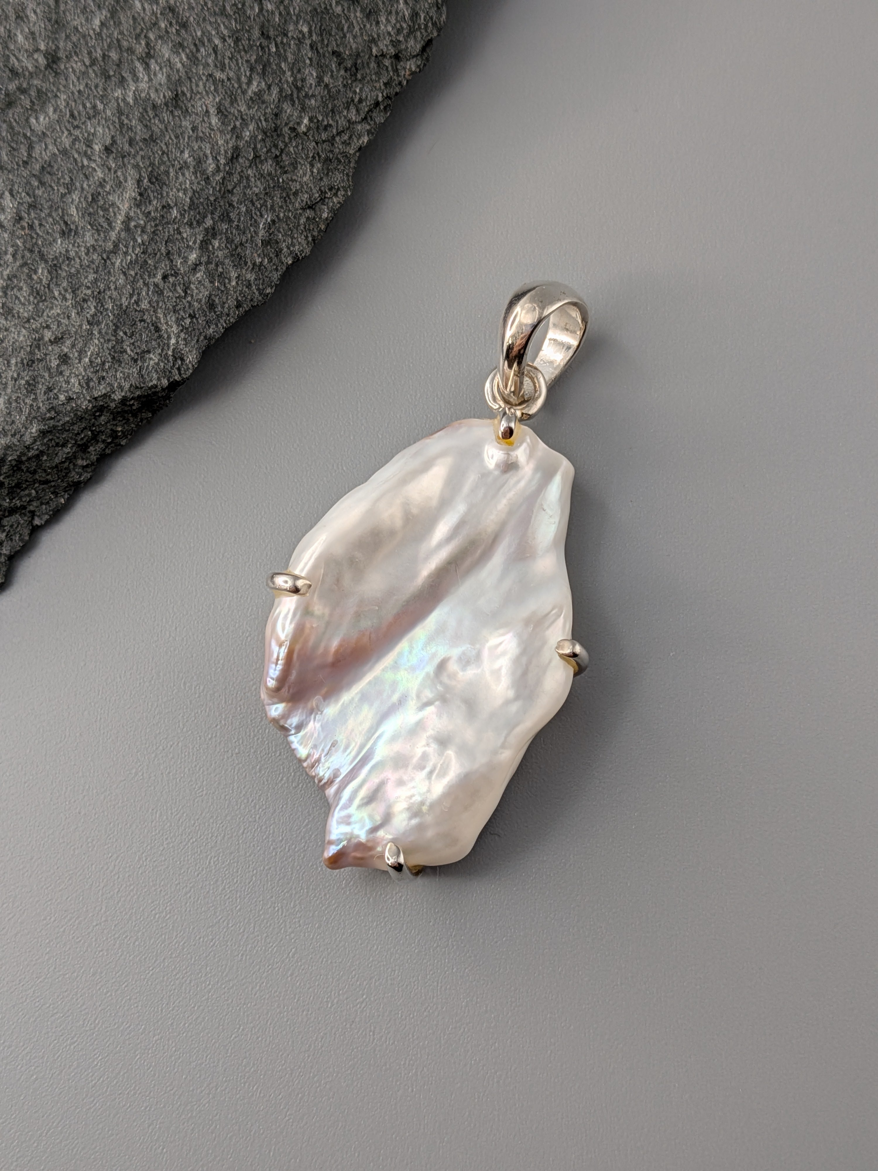 •FRESHWATER PEARL FREEFORM - 2• sterling silver pendant