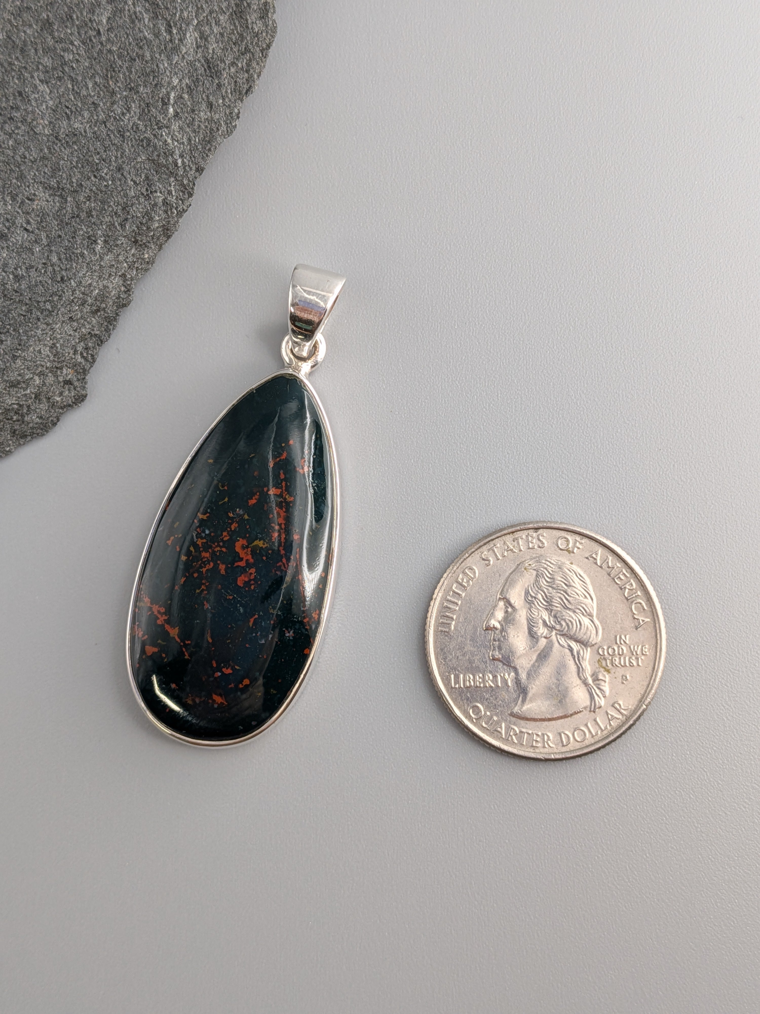 •BLOODSTONE TEARDROP - 1• sterling silver pendant
