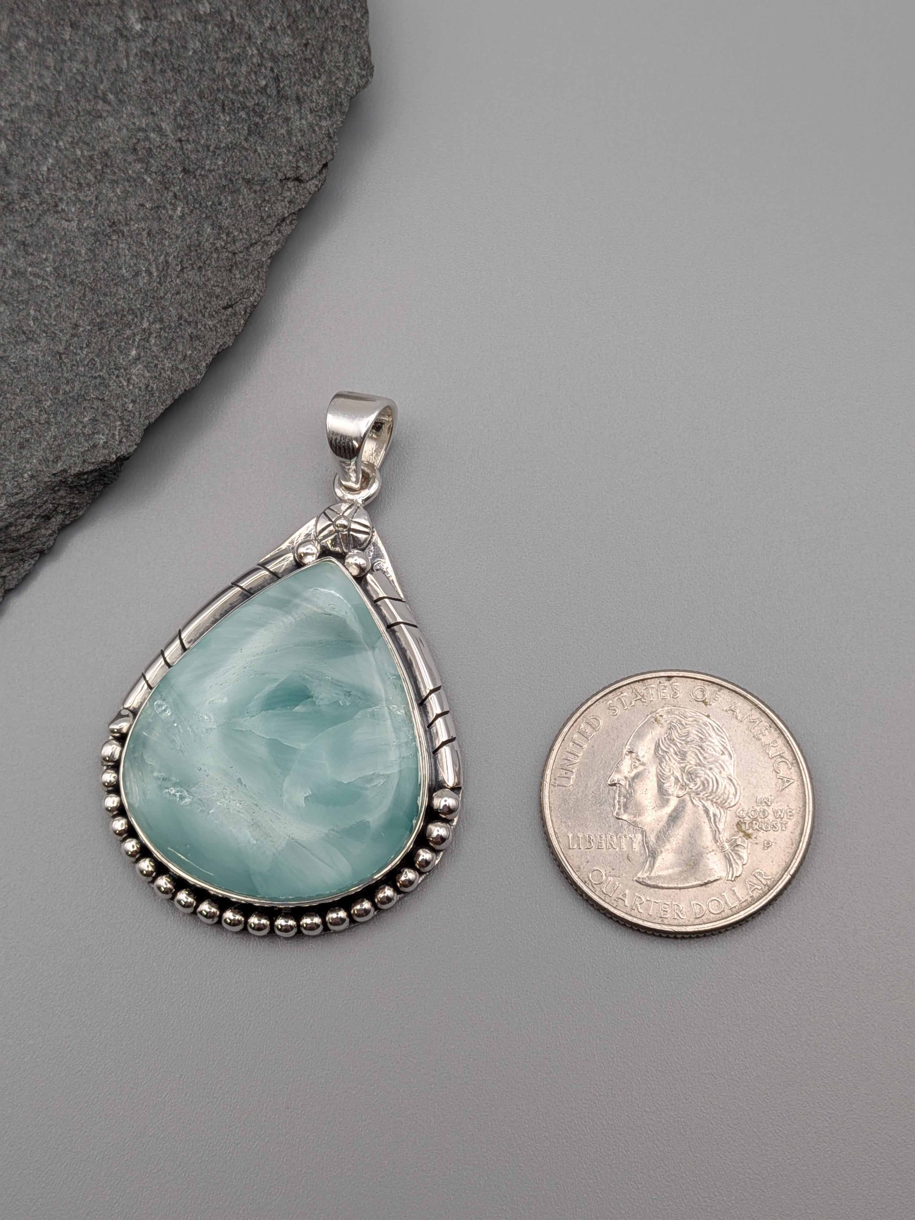 •HEMIMORPHITE TEAR - CANYON 2• sterling silver pendant