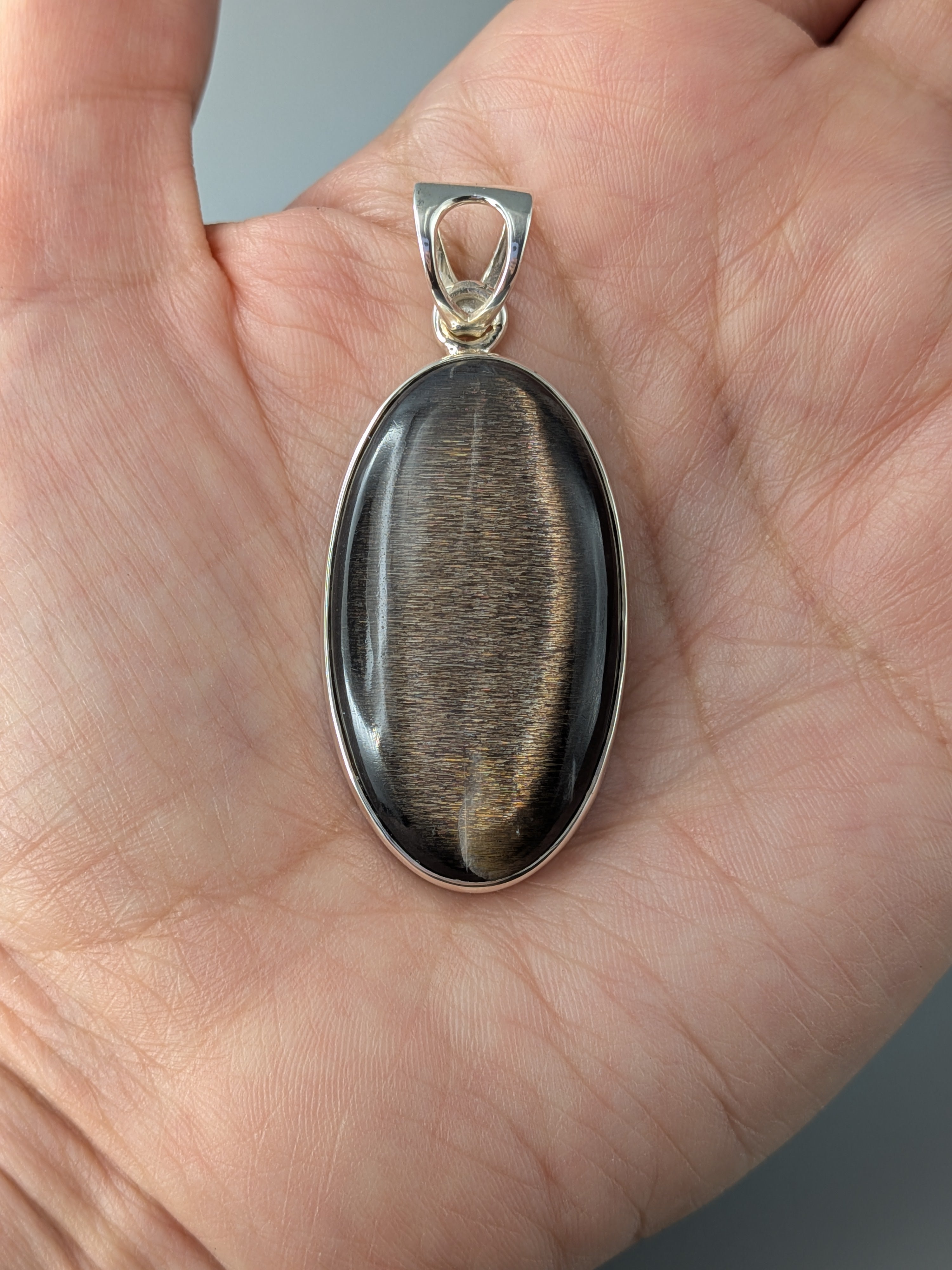 •SUN/MOONSTONE - OVAL 3• sterling silver pendant