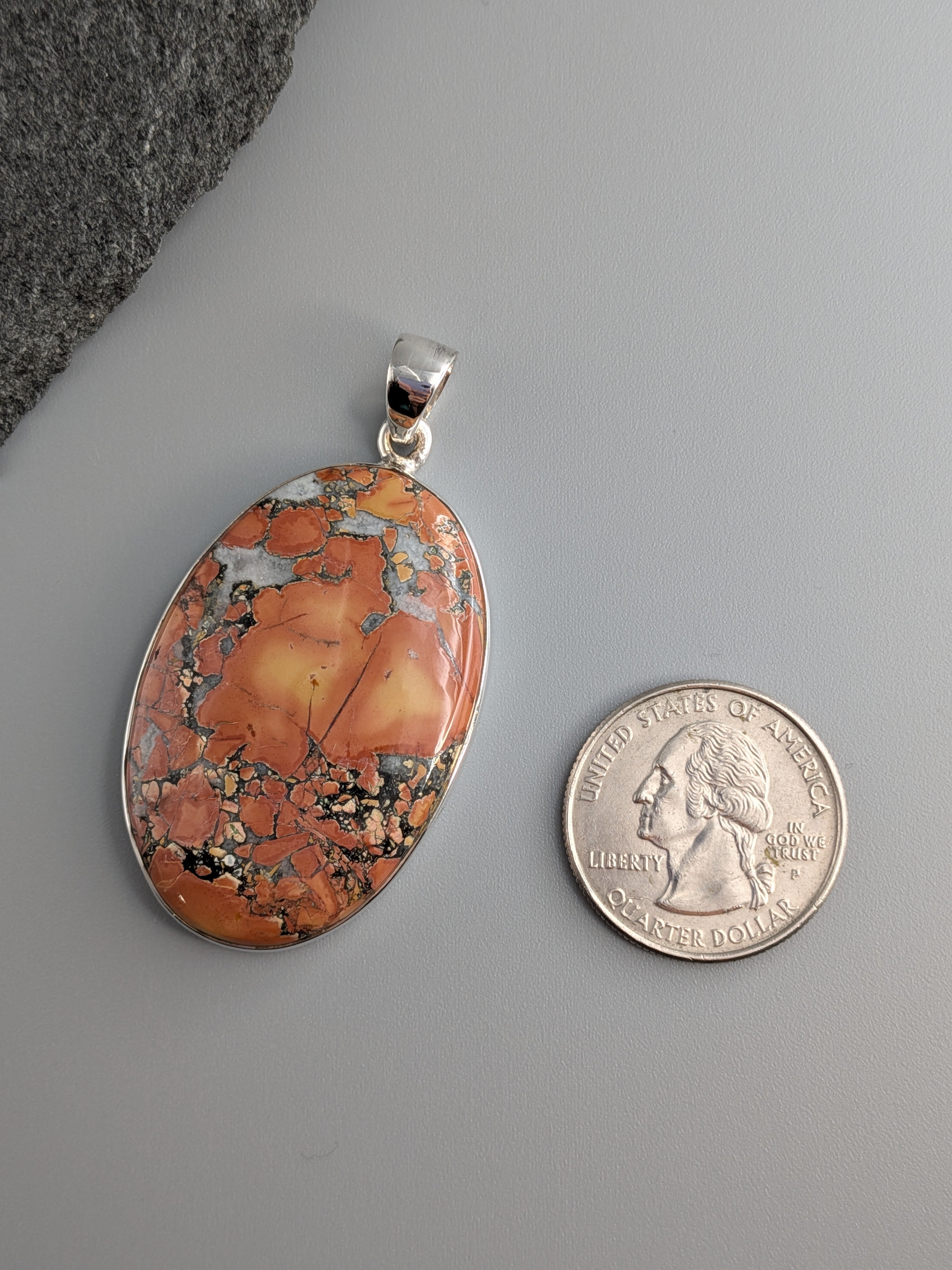 •MALIGANO JASPER OVAL• sterling silver pendant