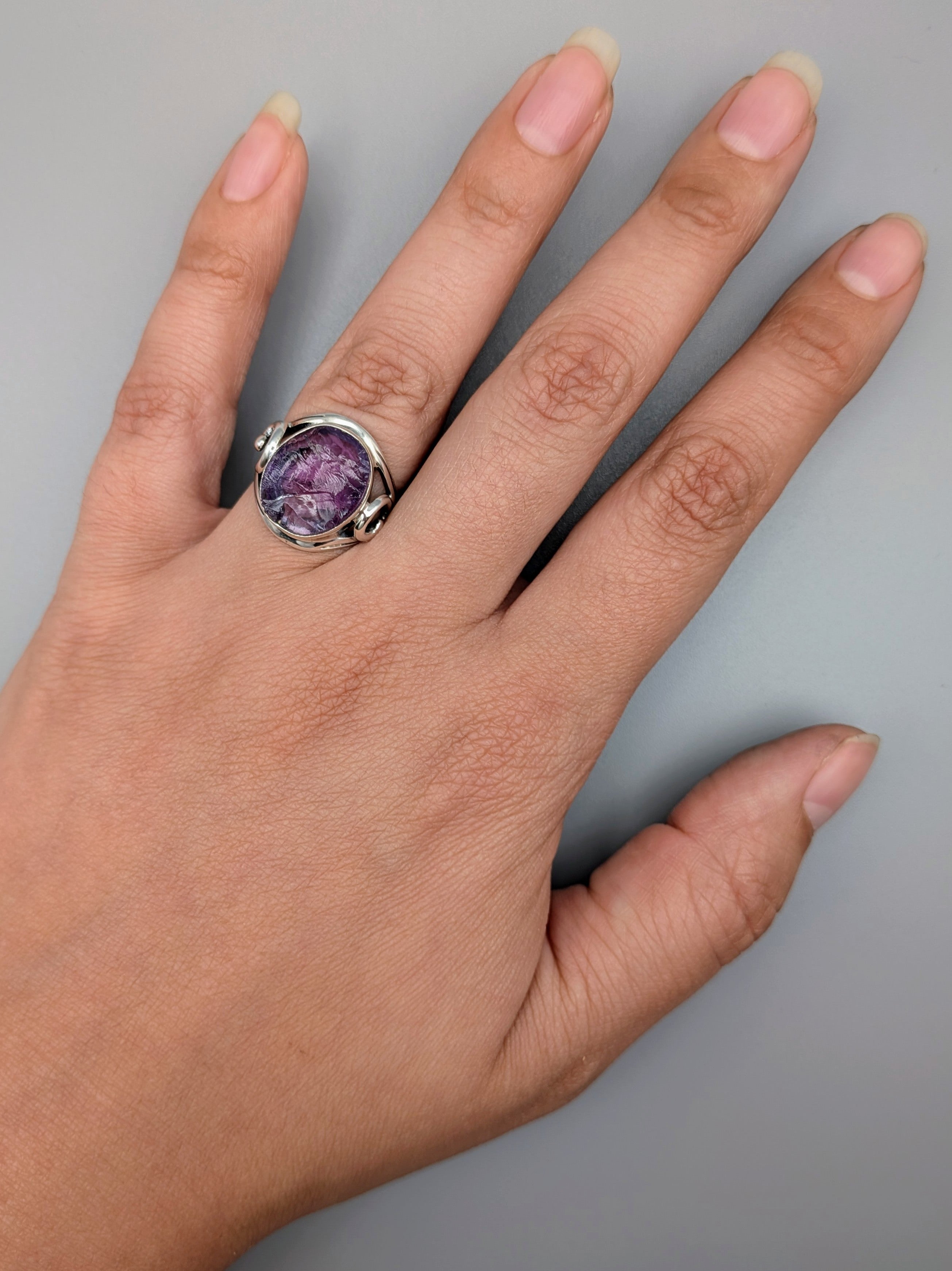 •AMETHYST - CLARA• decorative band silver ring (various sizes)