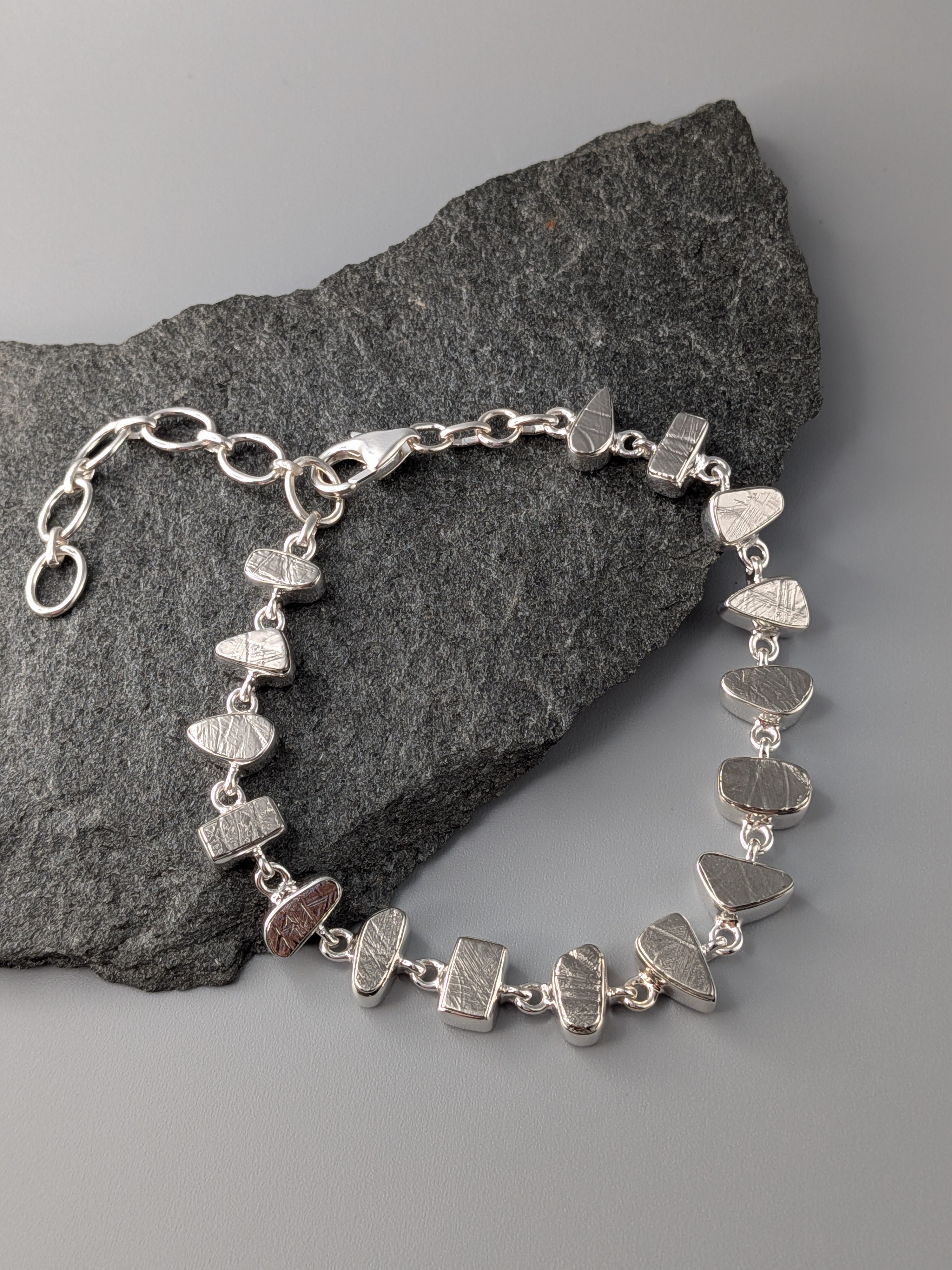 •METEORITE - GEO MIX• linked silver bracelet (7" - 9")