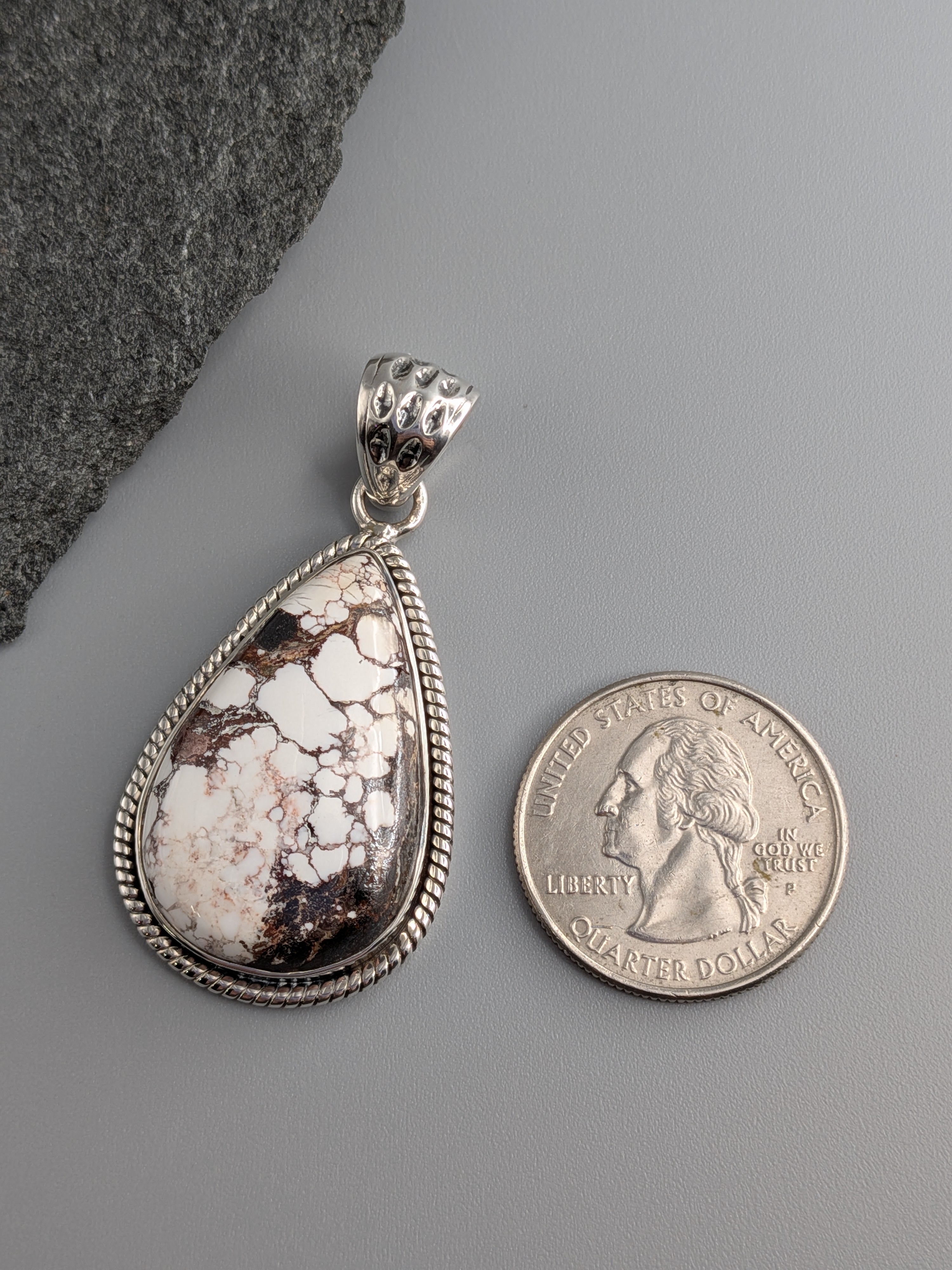 •WILD HORSE JASPER TEAR - ROPE 1• sterling silver pendant