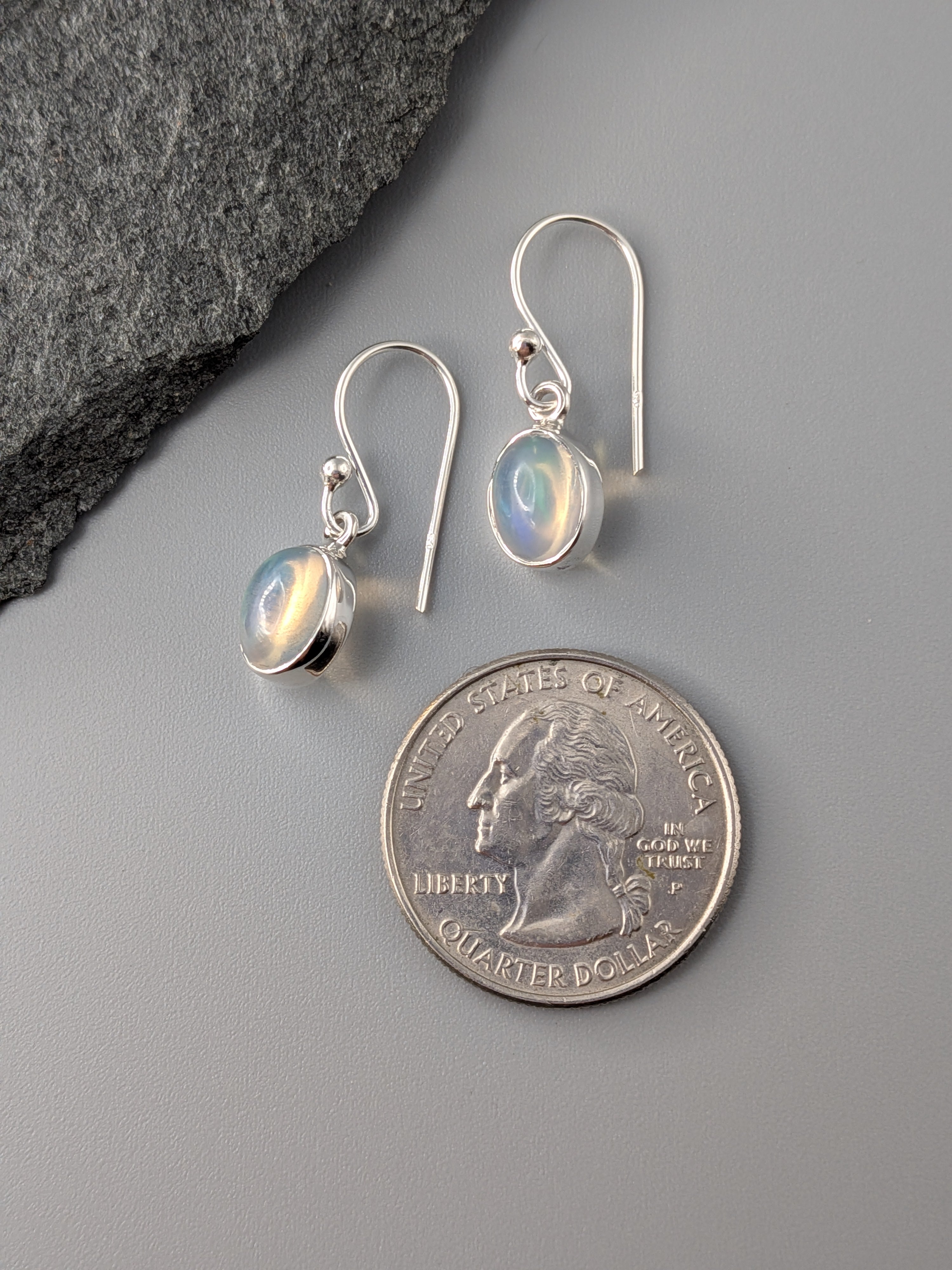 •ETHIOPIAN OPAL OVAL - 2• silver dangle earrings