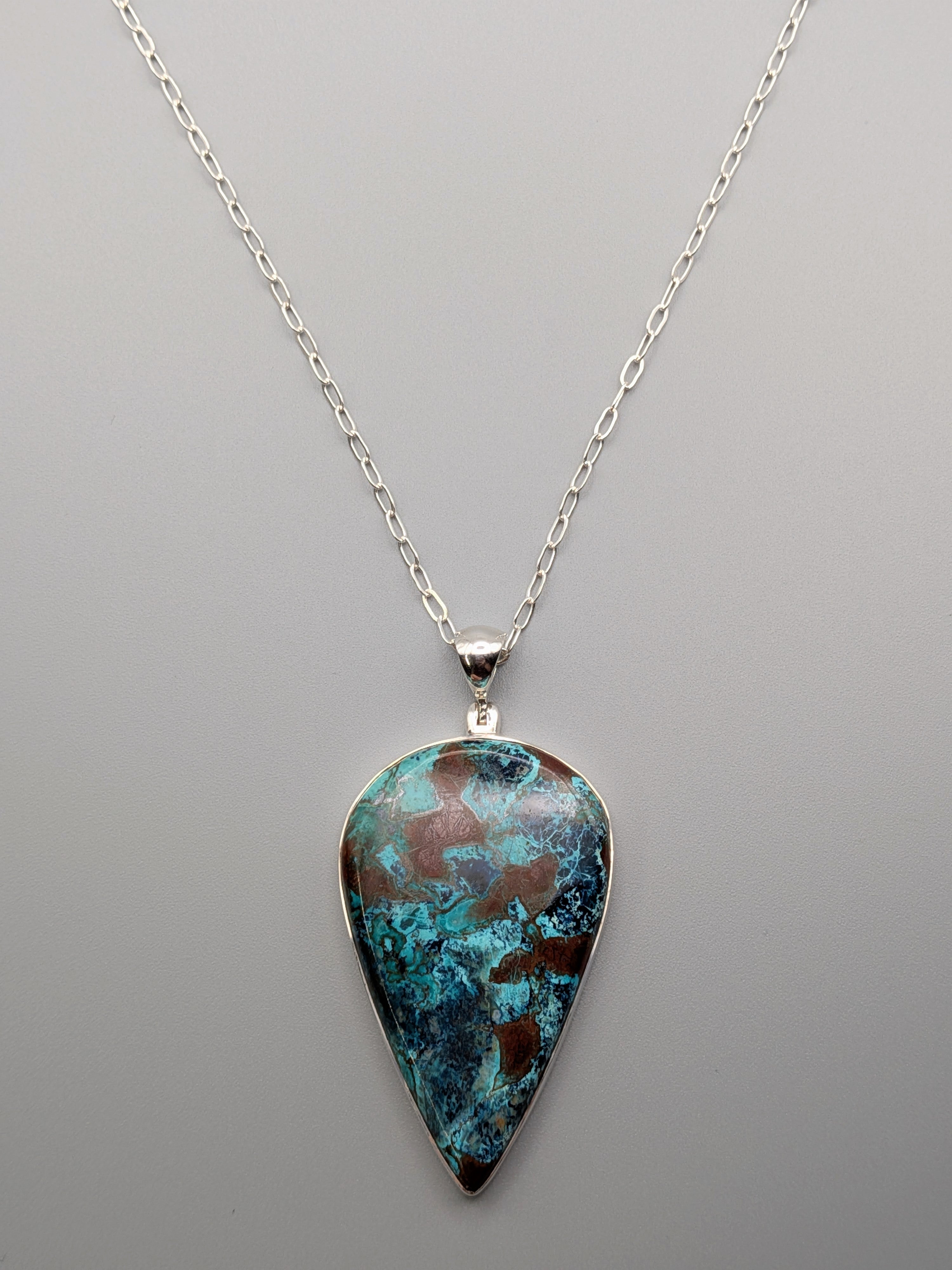 •SHATTUCKITE SPEAR TEAR• sterling silver pendant