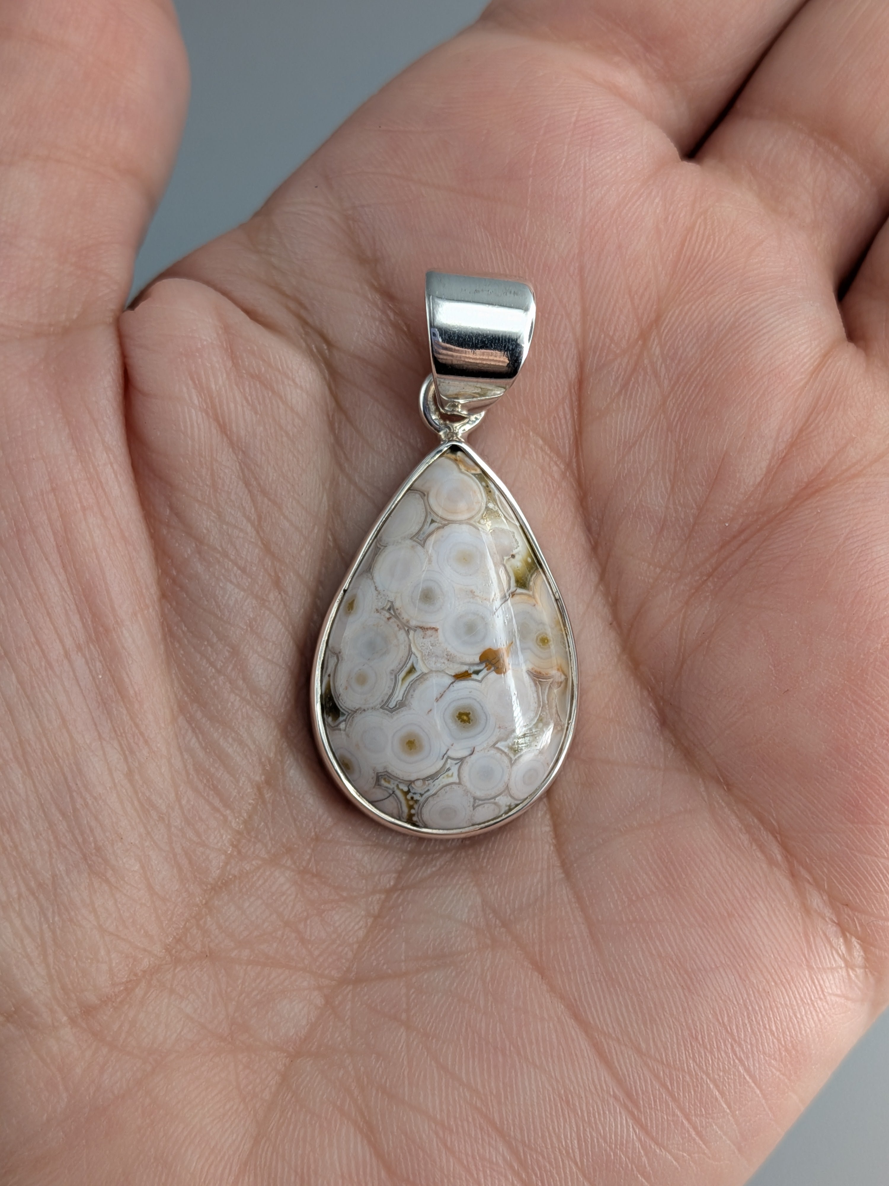 •OCEAN JASPER TEAR• sterling silver pendant