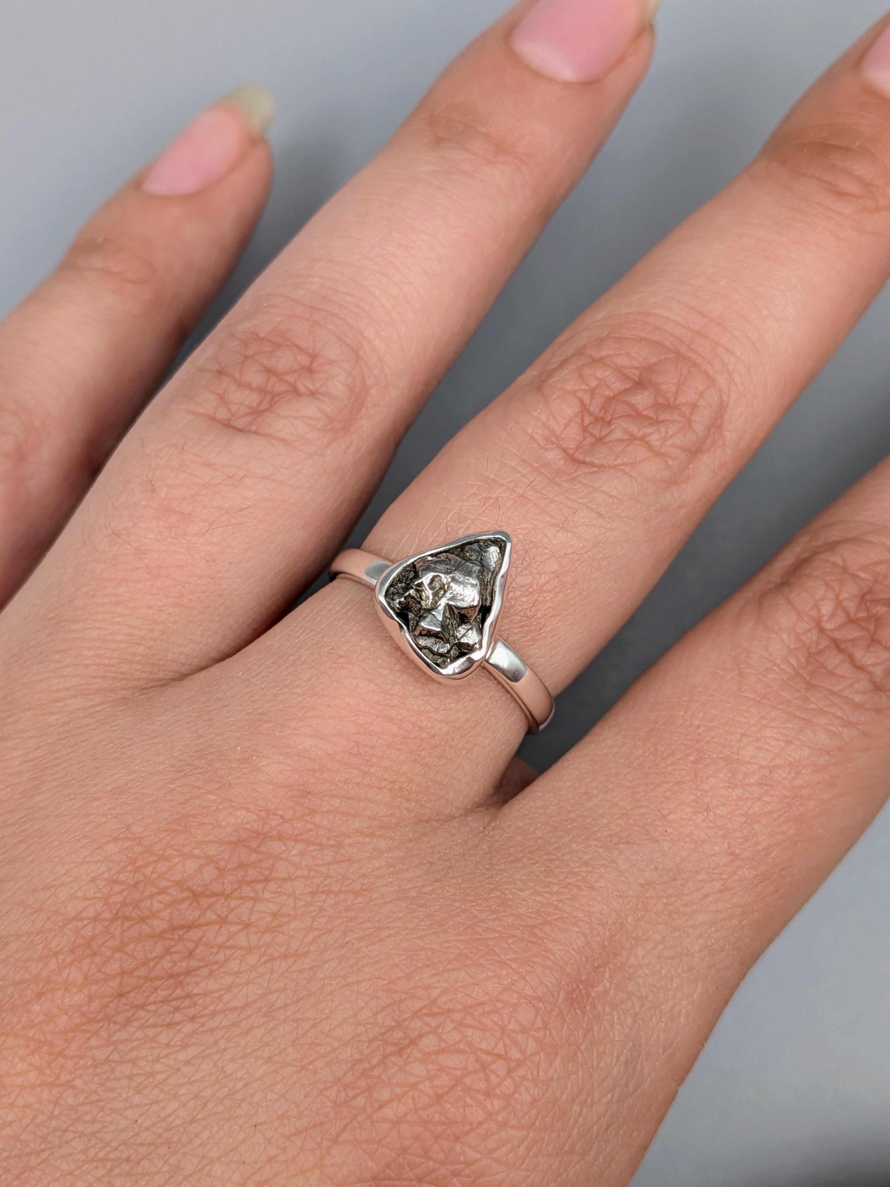 •METEORITE - FREEFORM - 1• simple bezel silver ring (various sizes)