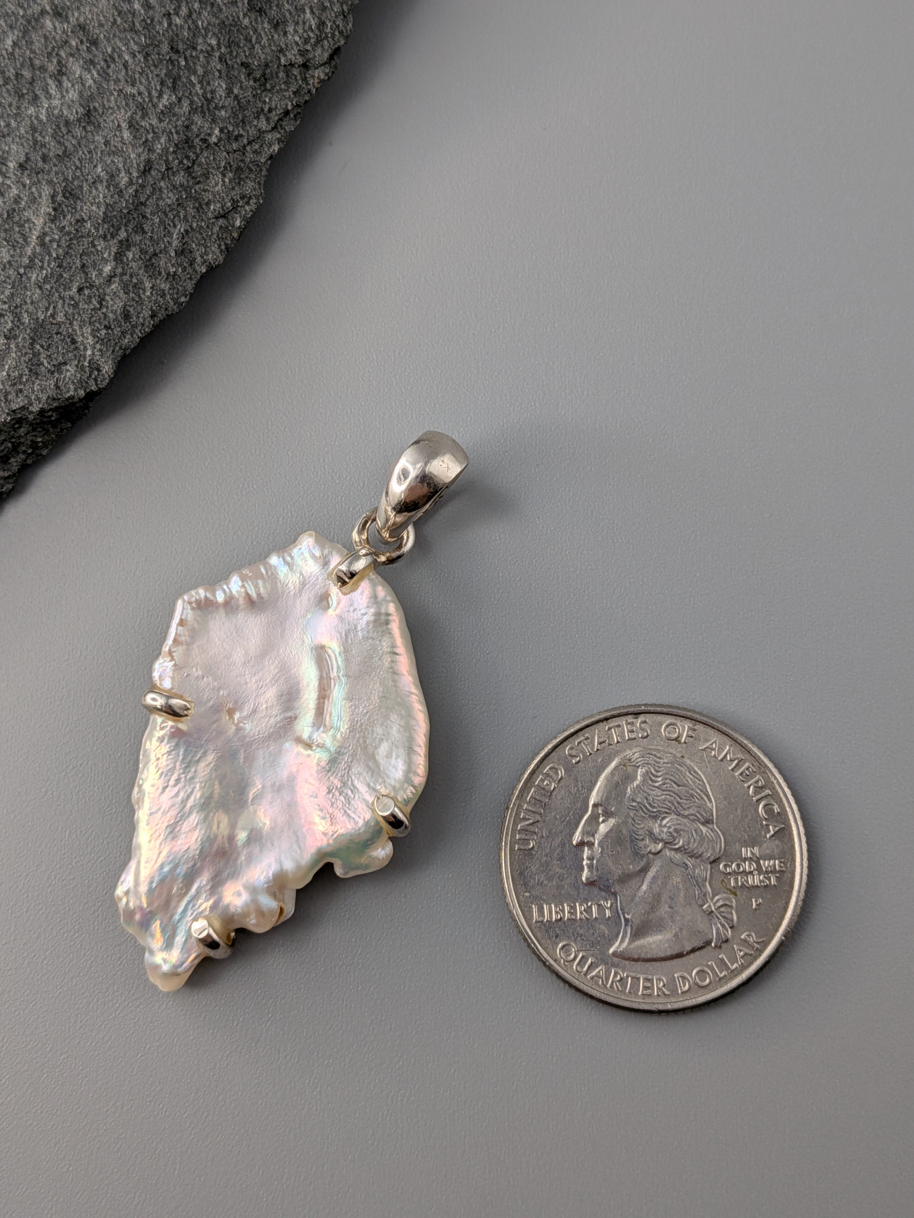 •FRESHWATER PEARL - FREEFORM 1• sterling silver pendant