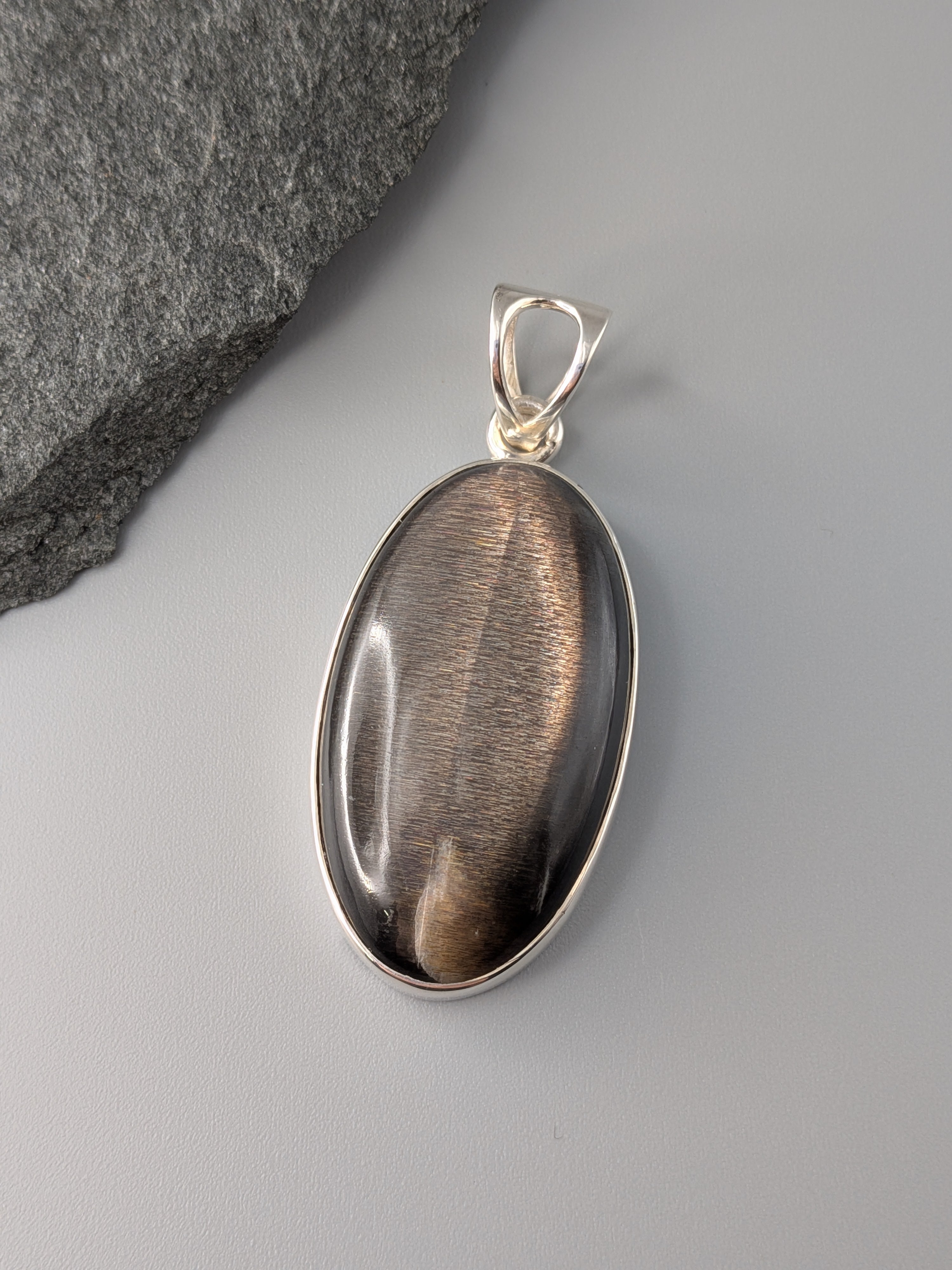 •SUN/MOONSTONE - OVAL 3• sterling silver pendant