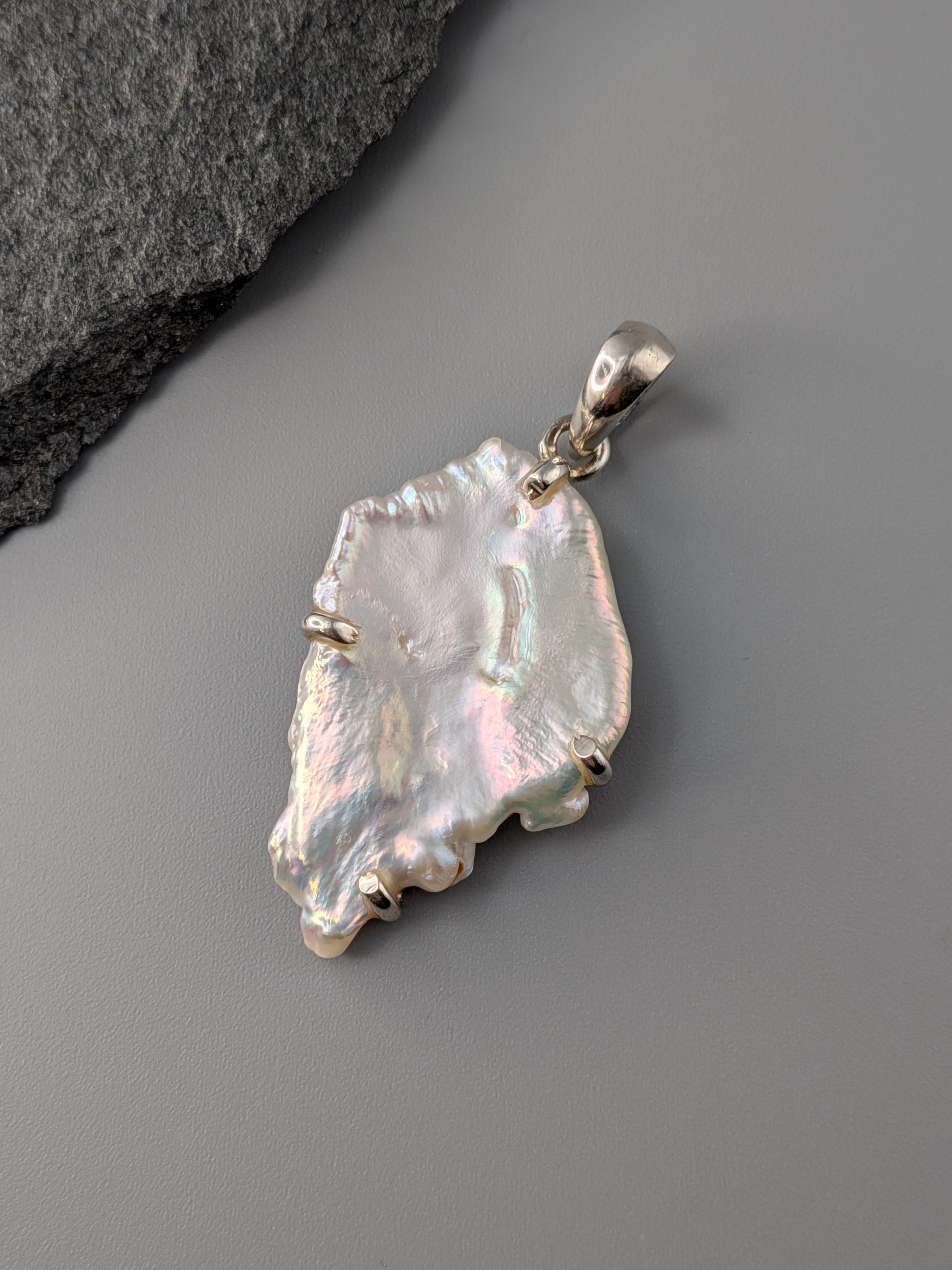 •FRESHWATER PEARL - FREEFORM 1• sterling silver pendant