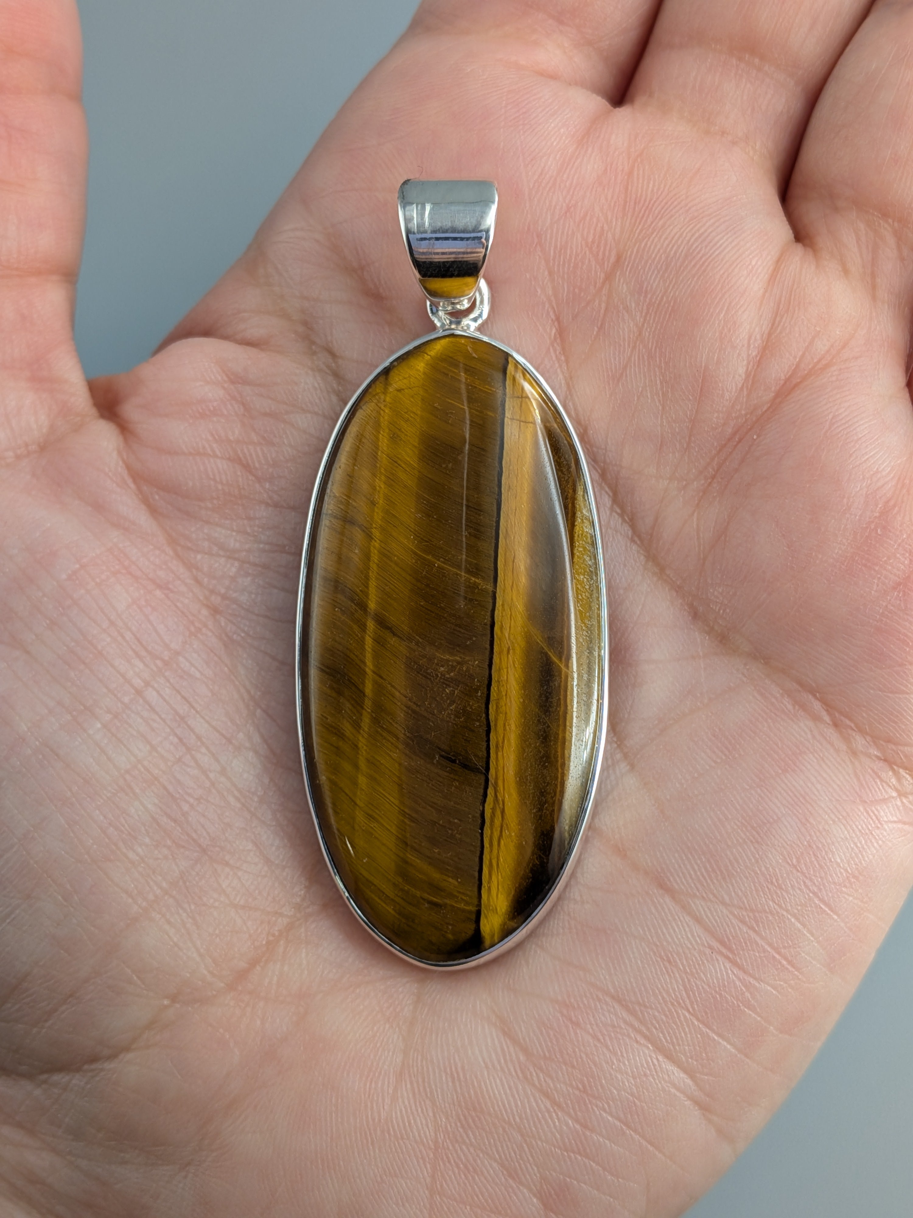 •TIGER'S EYE - OVAL 2• sterling silver pendant
