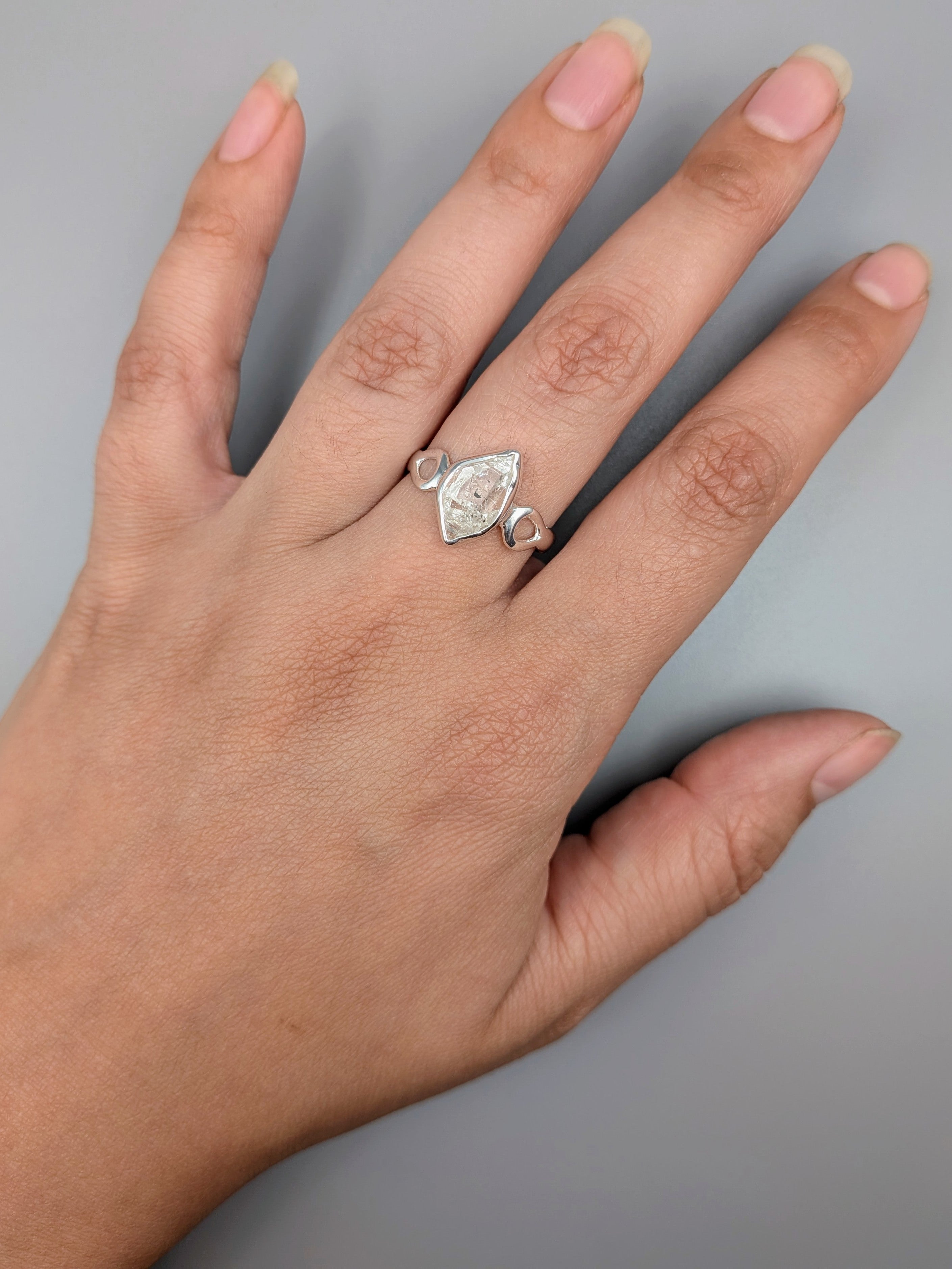 •HERKIMER DIAMOND - DROPLETS• silver ring (various sizes)