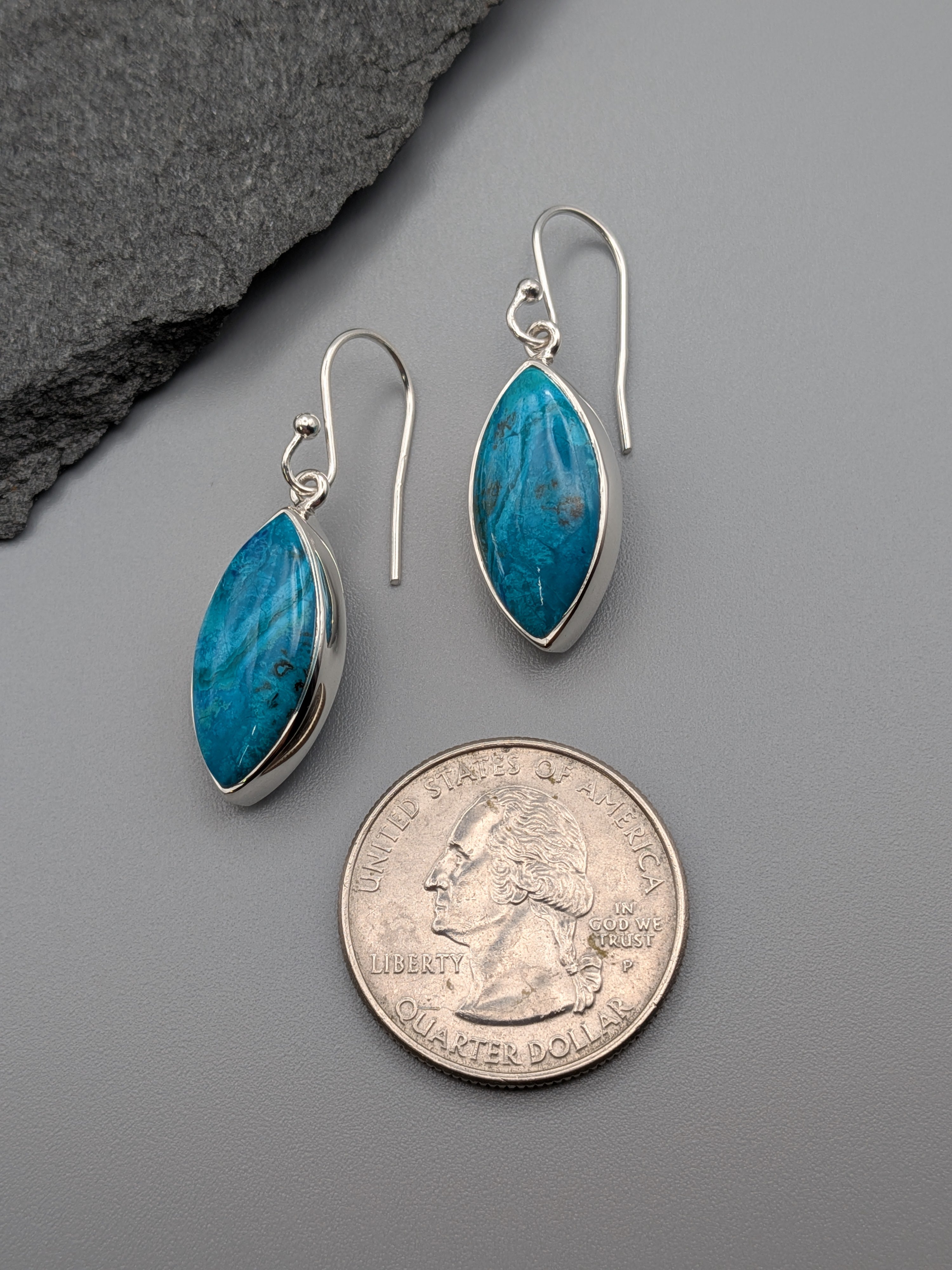 •SHATTUCKITE MARQUISE• silver dangle earrings