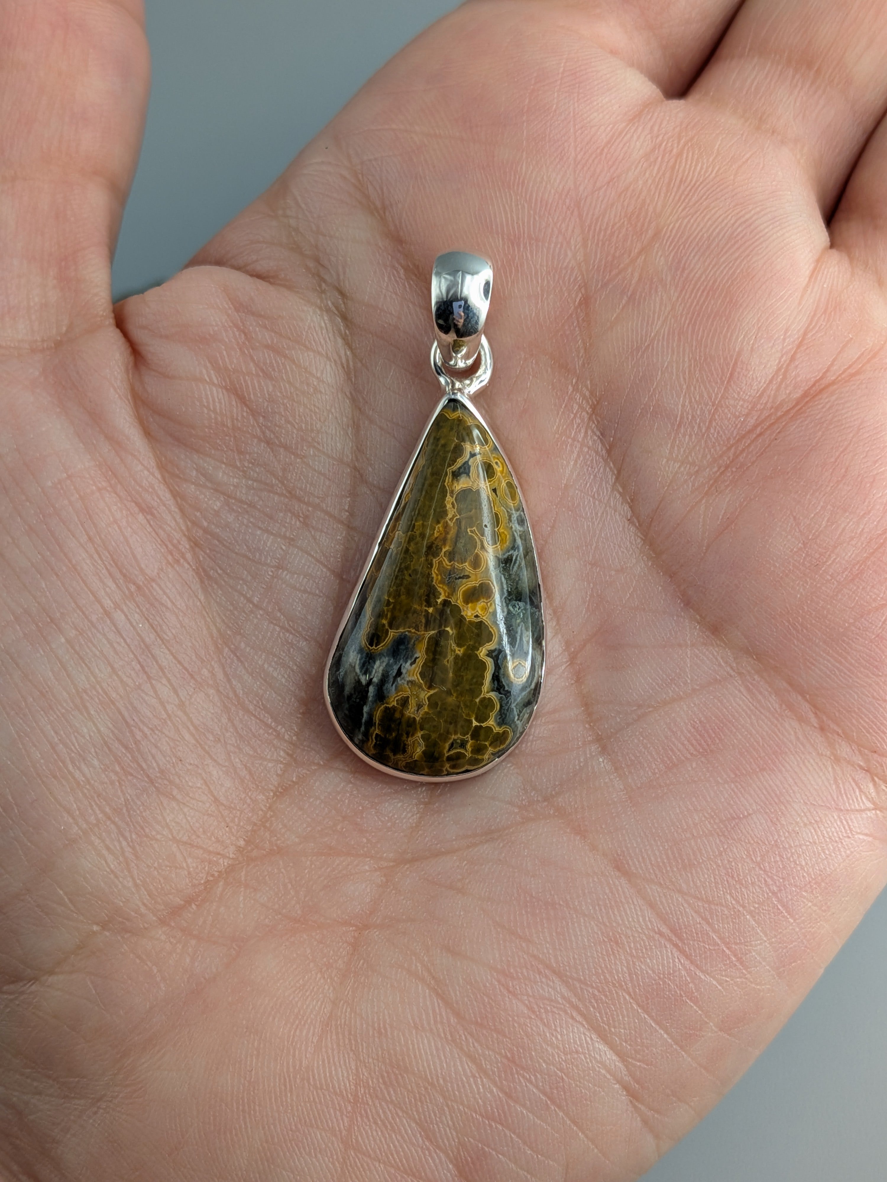 •OCEAN JASPER - ORGANIC TEAR• sterling silver pendant