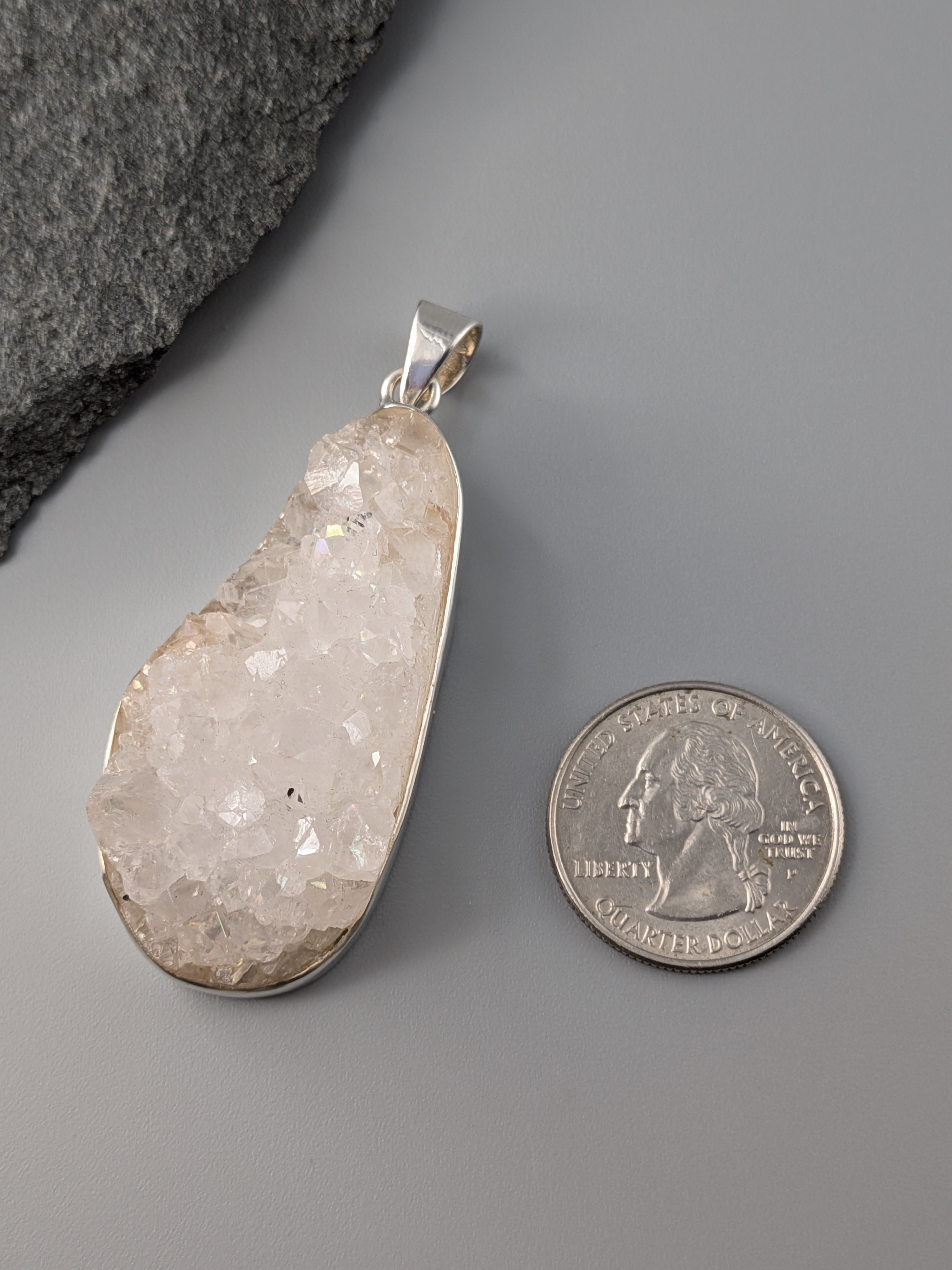 •QUARTZ DRUZY - FREEFORM• sterling silver pendant