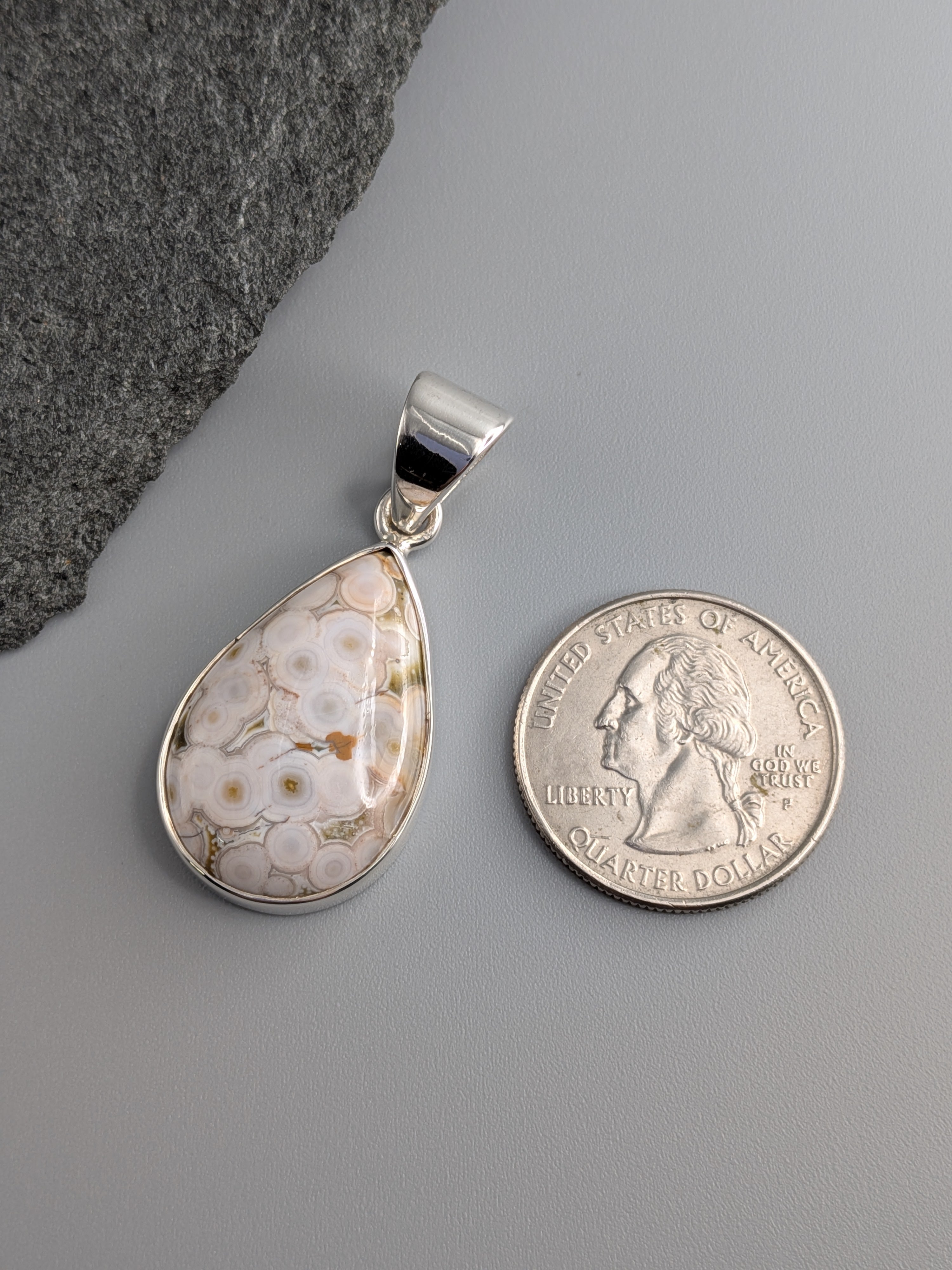 •OCEAN JASPER TEAR• sterling silver pendant