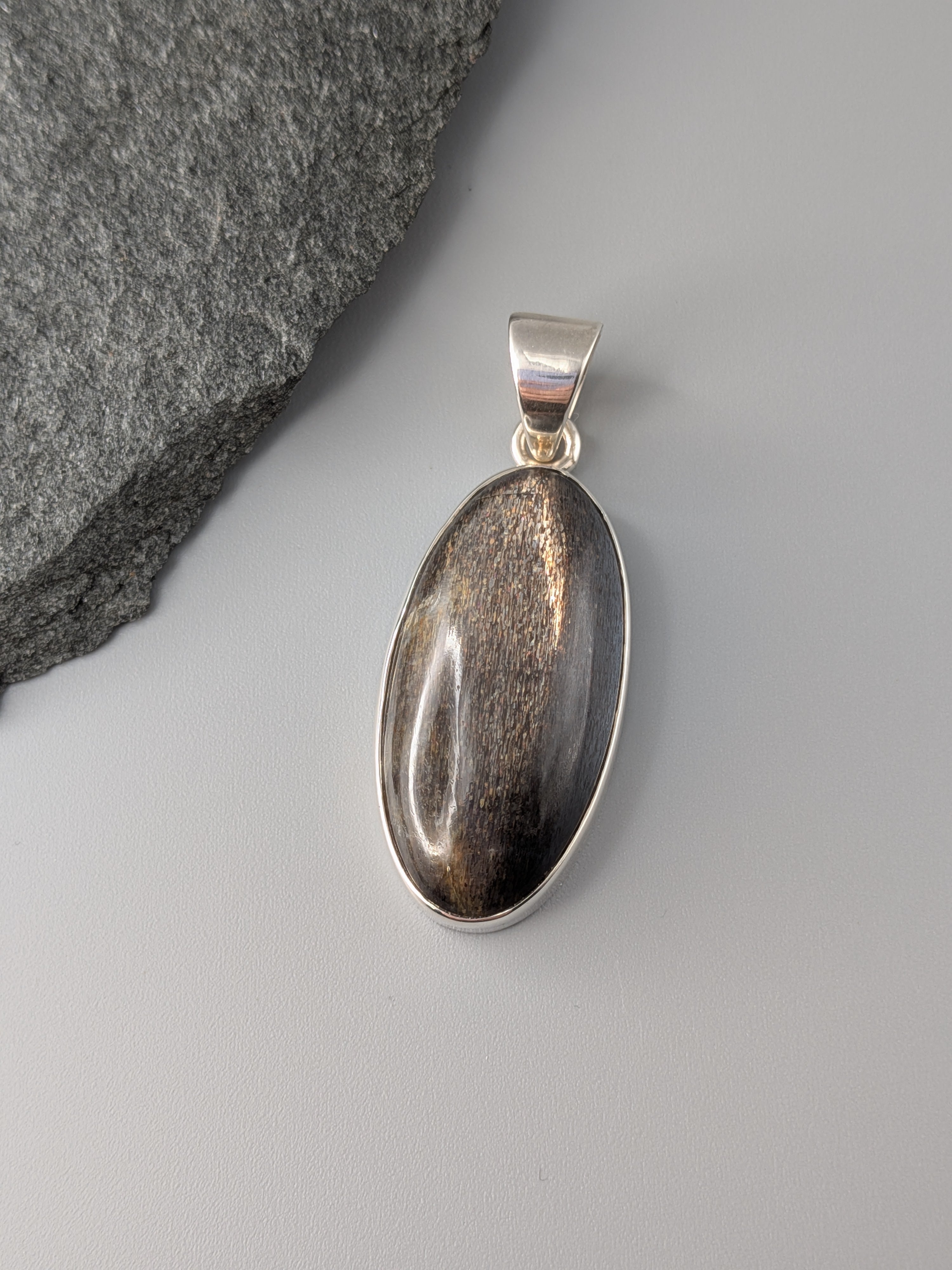 •SUN/MOONSTONE - OVAL 2• sterling silver pendant