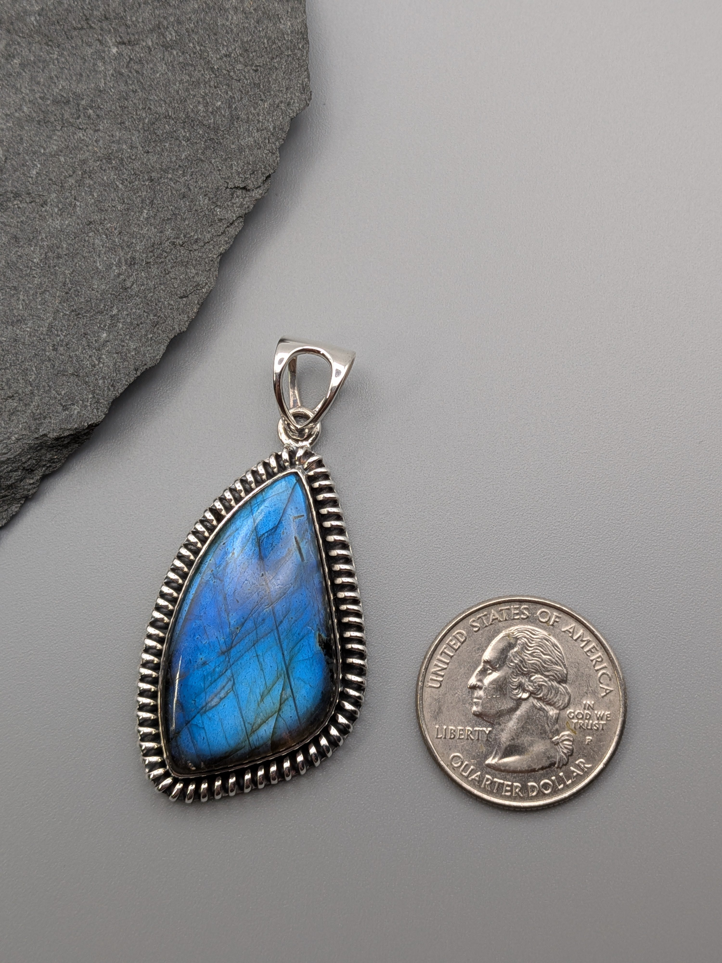 •LABRADORITE FREEFORM - COILED• sterling silver pendant