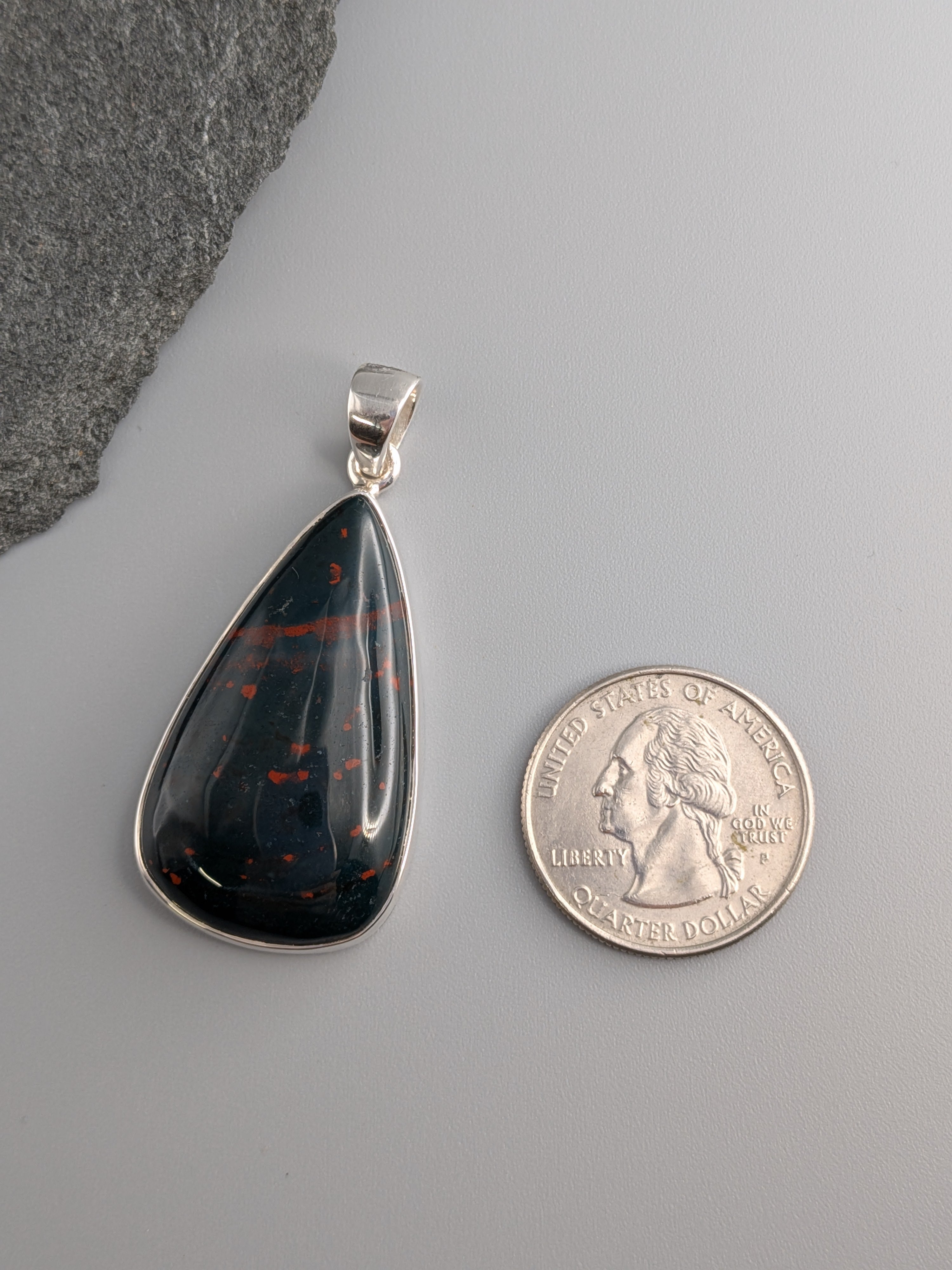 •BLOODSTONE TEARDROP - 2• sterling silver pendant