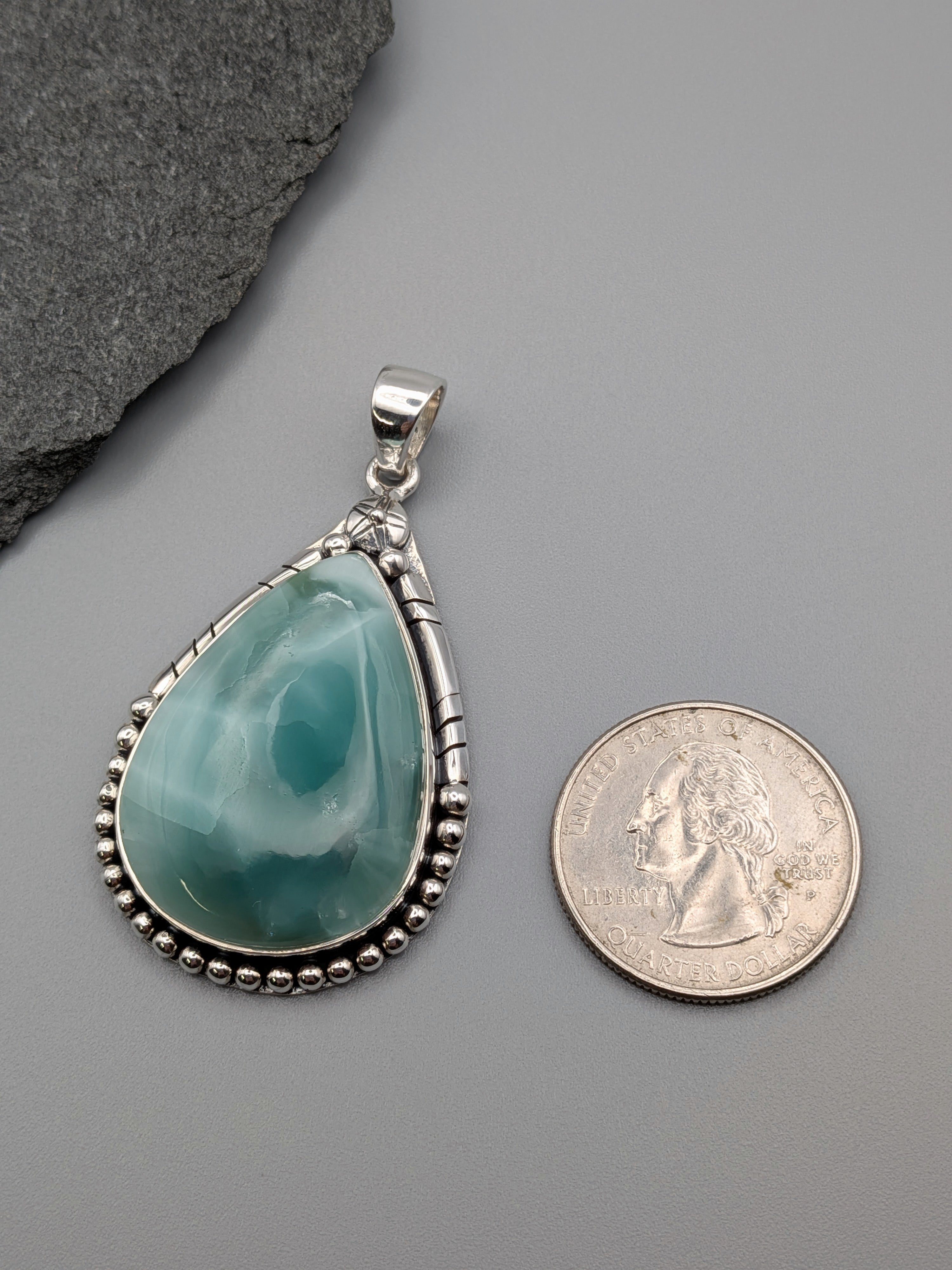 •HEMIMORPHITE TEAR - CANYON 3• sterling silver pendant