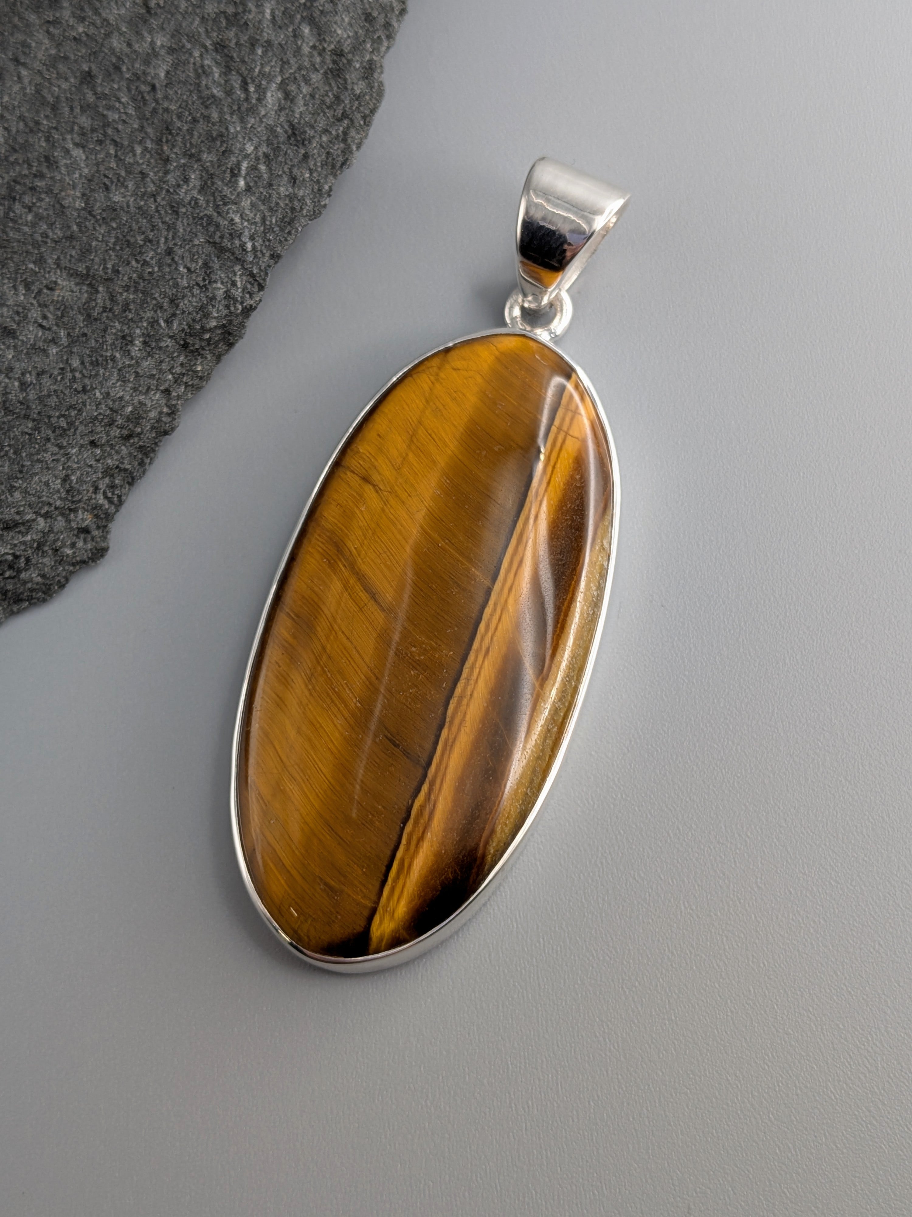 •TIGER'S EYE - OVAL 2• sterling silver pendant