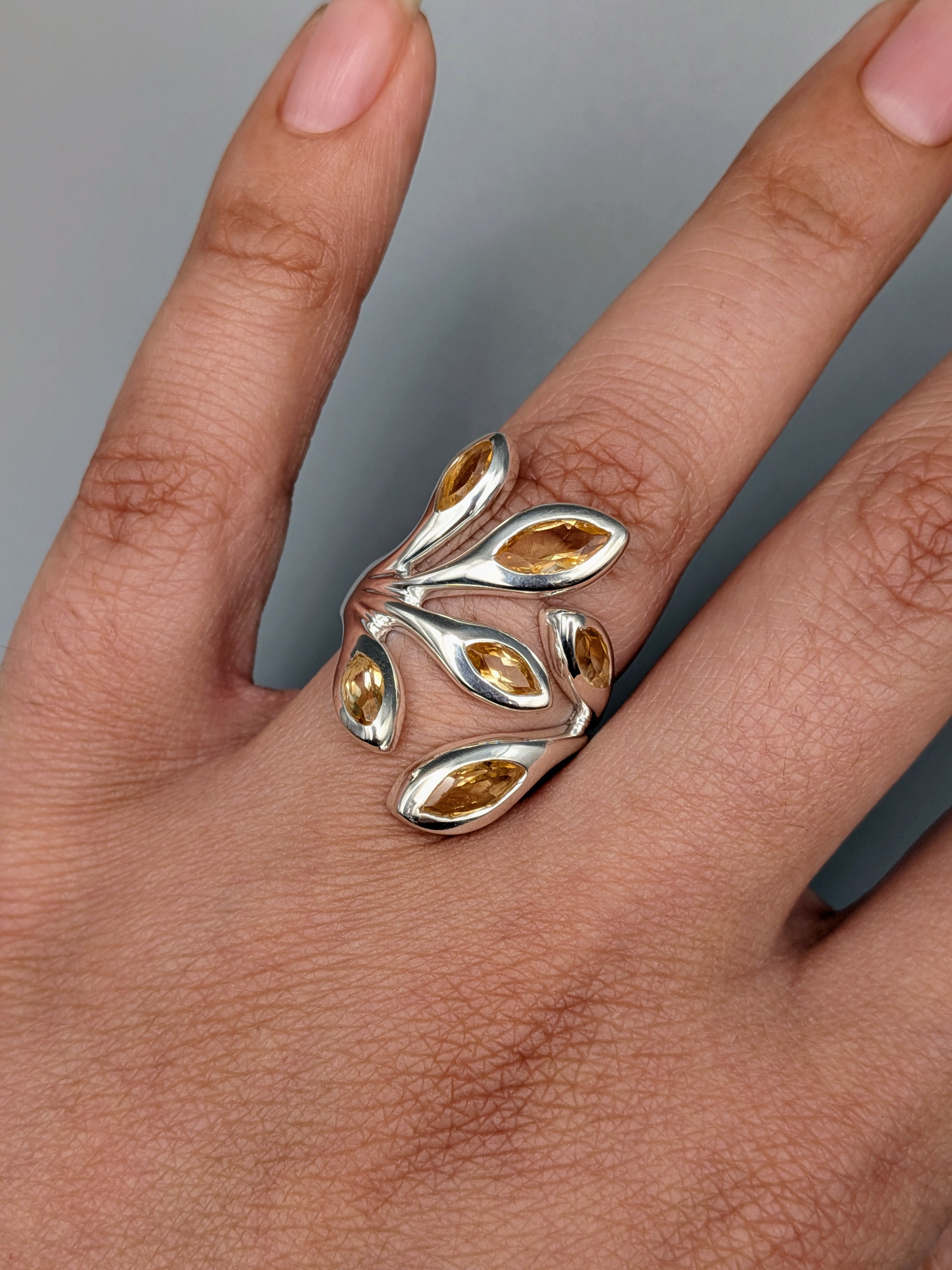 •CITRINE - LÓRIEN• adjustable silver ring