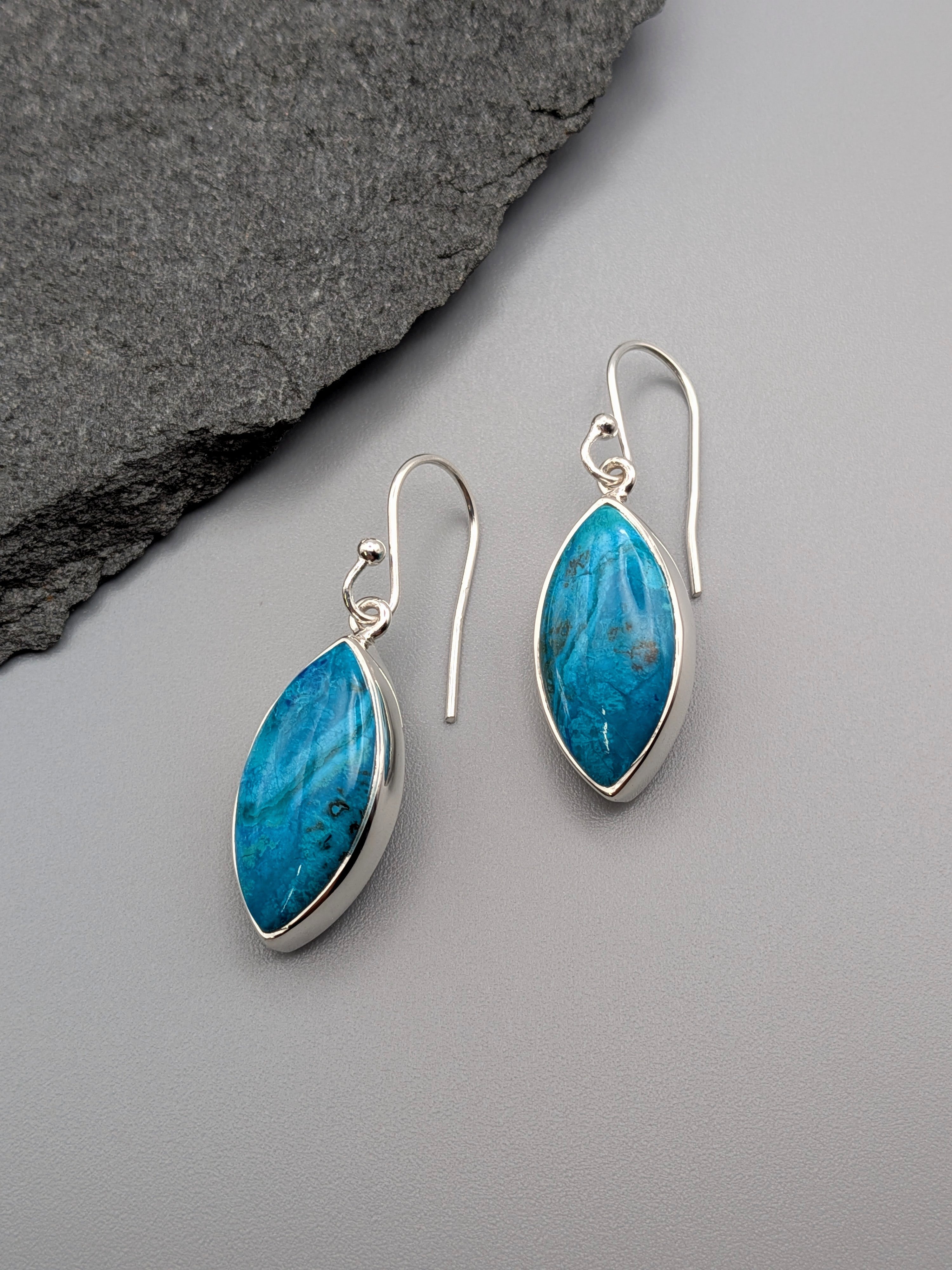 •SHATTUCKITE MARQUISE• silver dangle earrings