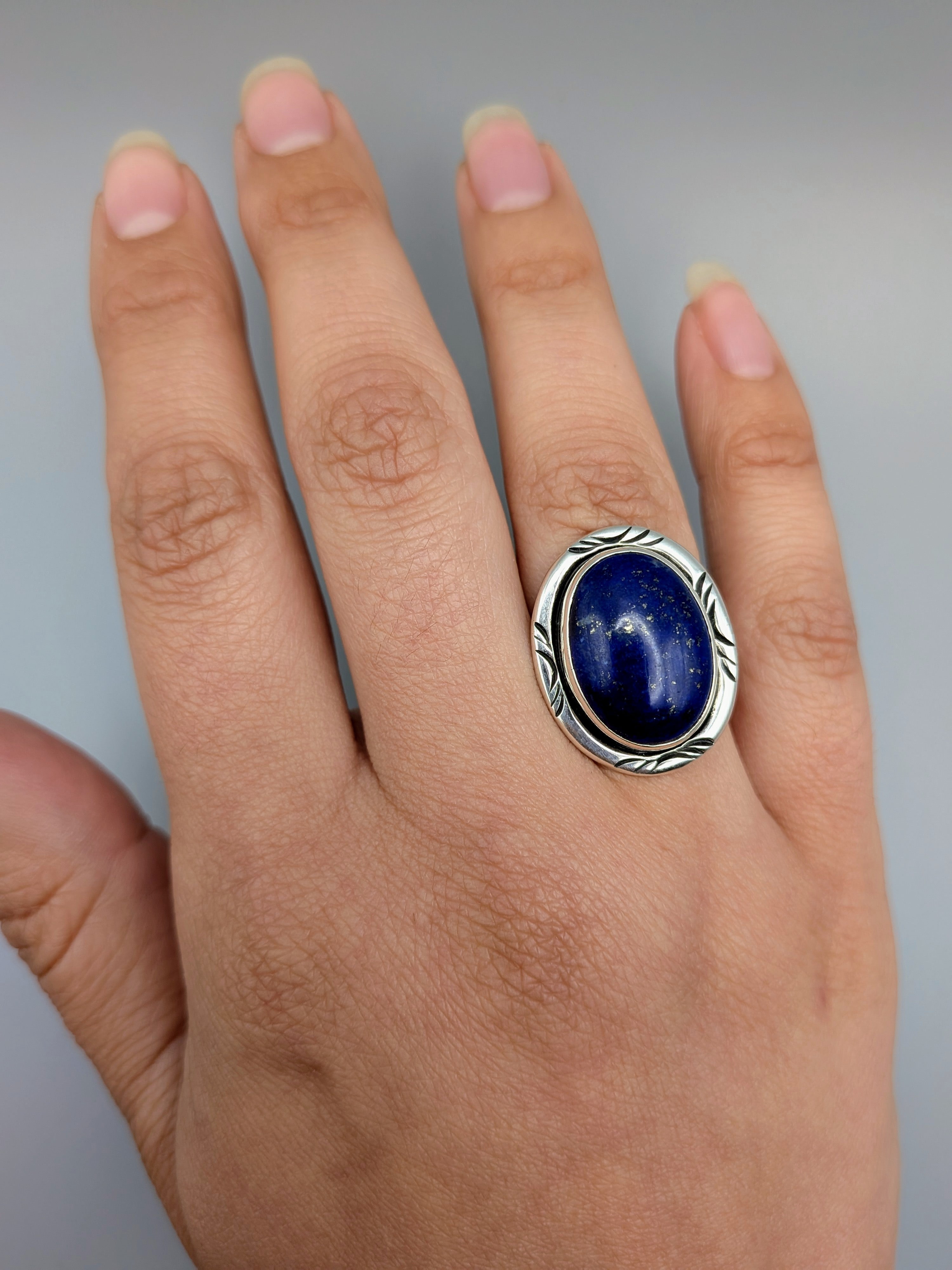 •LAPIS LAZULI - AZHÍ• Navajo silver ring (size 7.5)