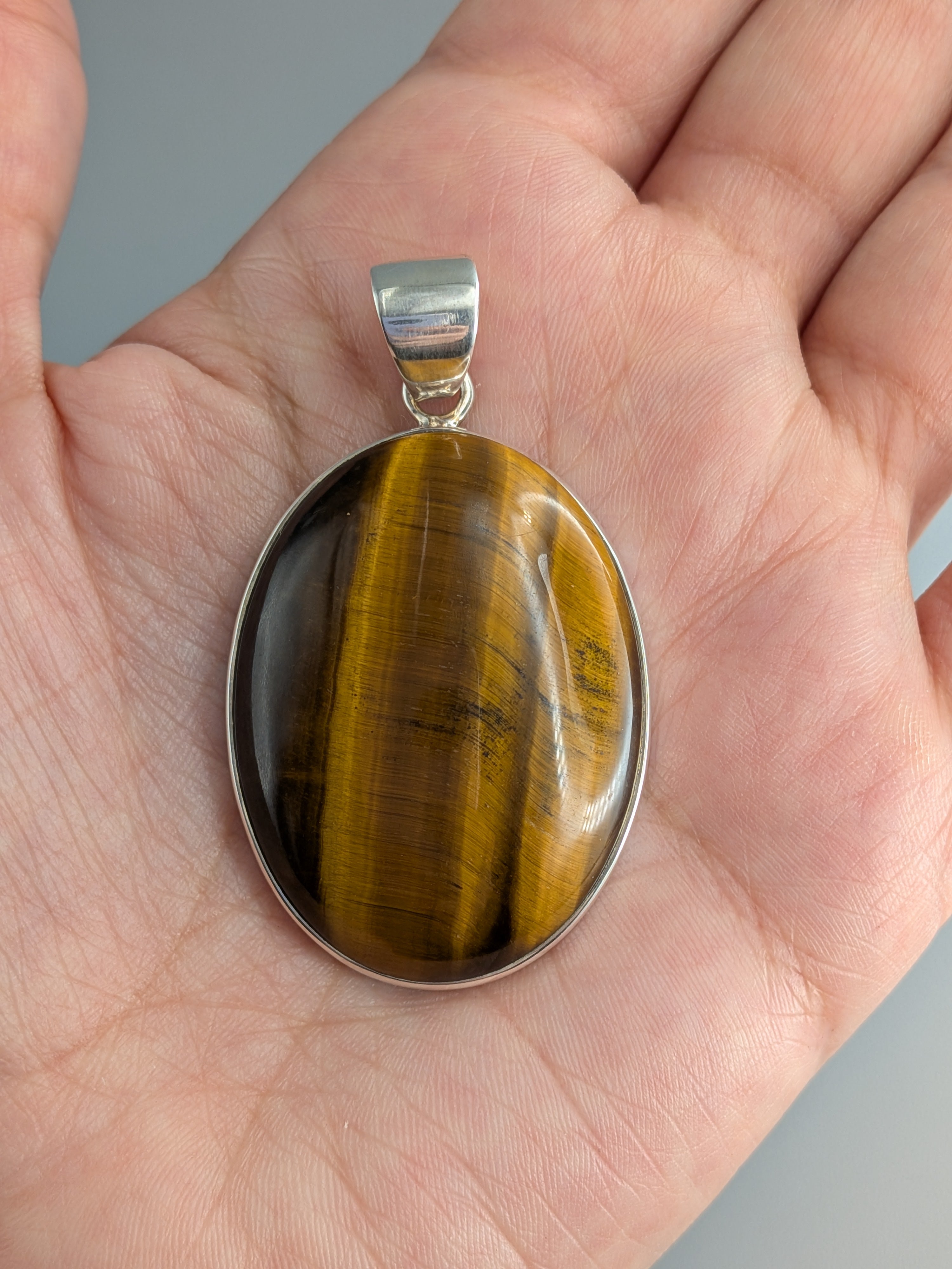 •TIGER'S EYE - OVAL 1• sterling silver pendant